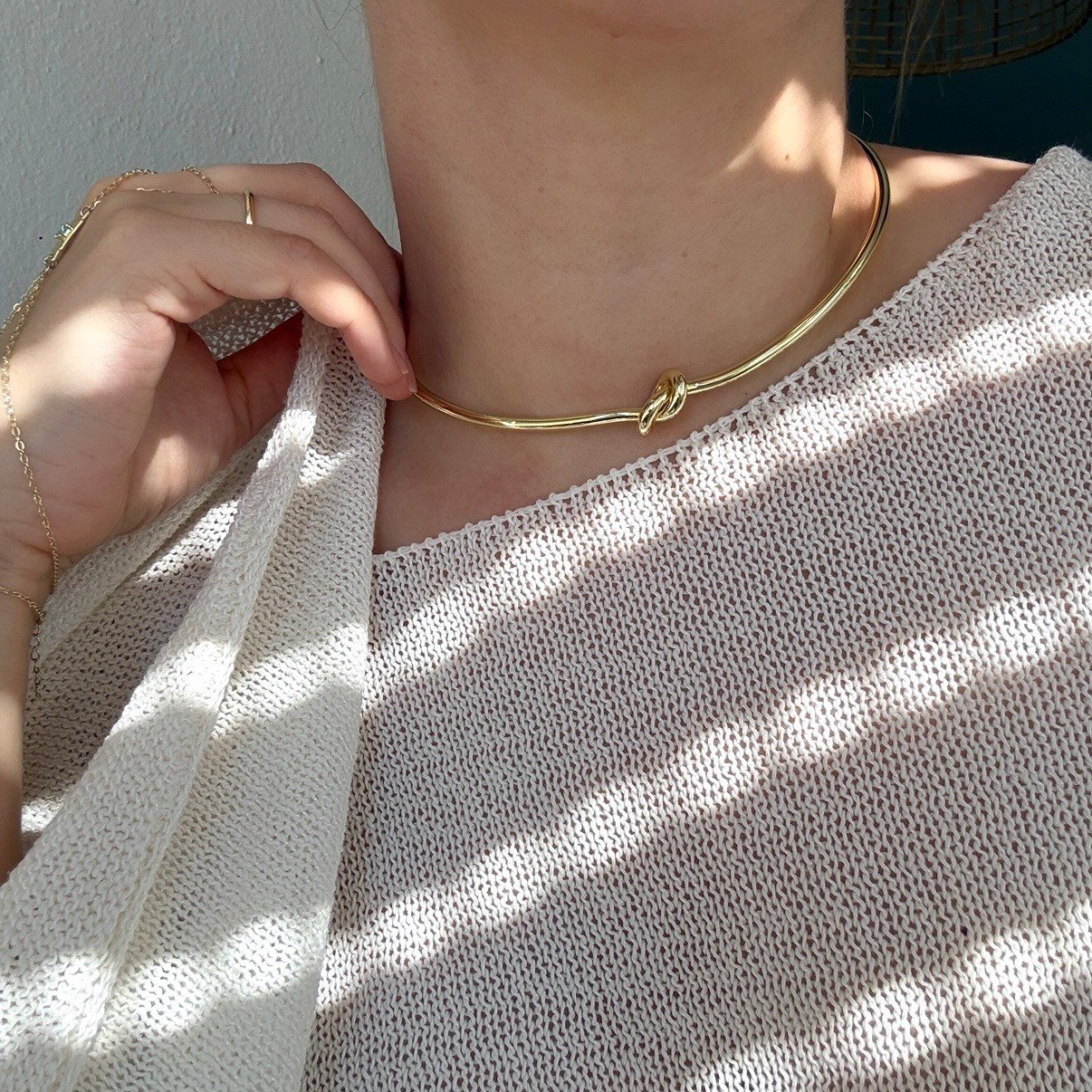 Gold Düğüm Choker Kolye