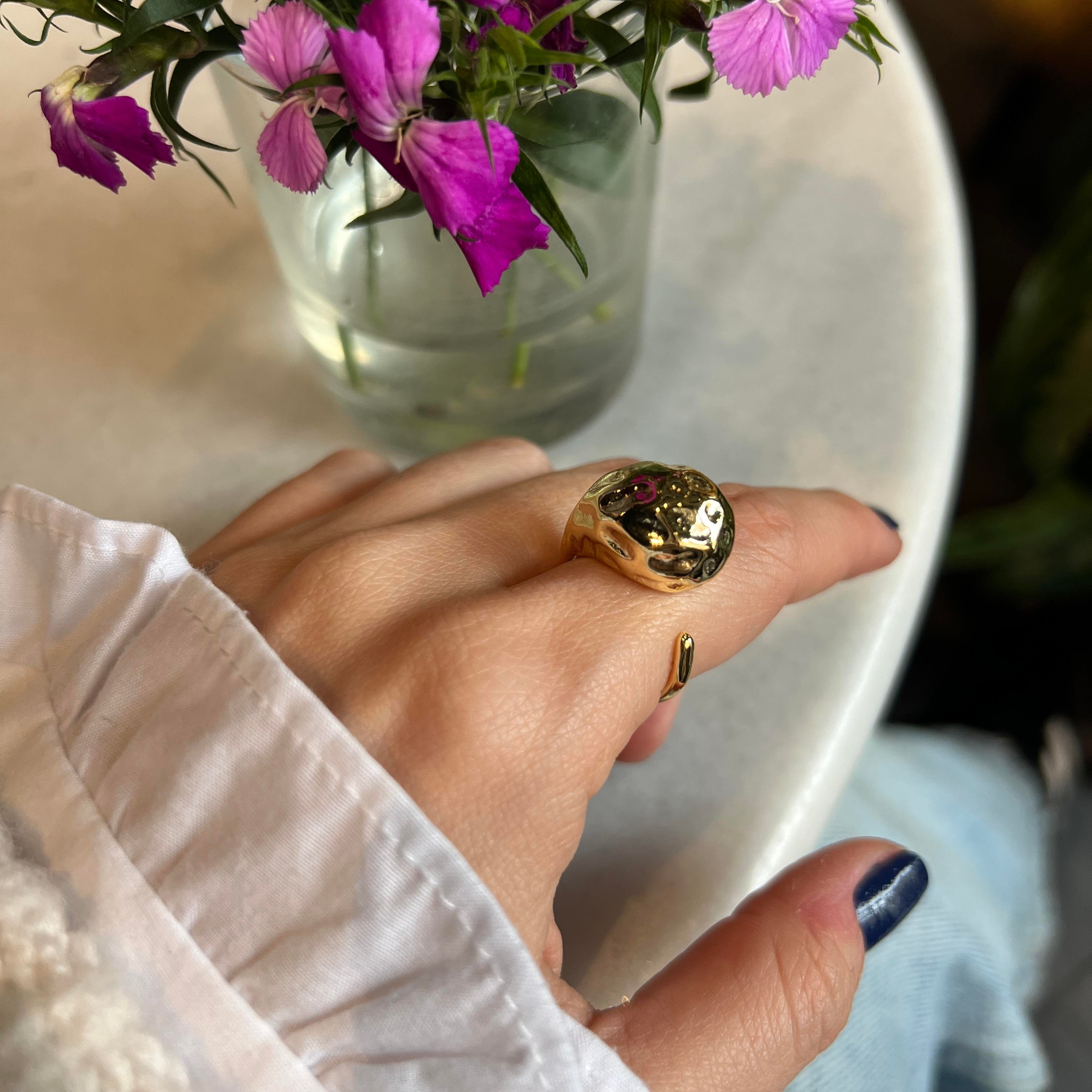 Gold Ezme Bombe Yüzük