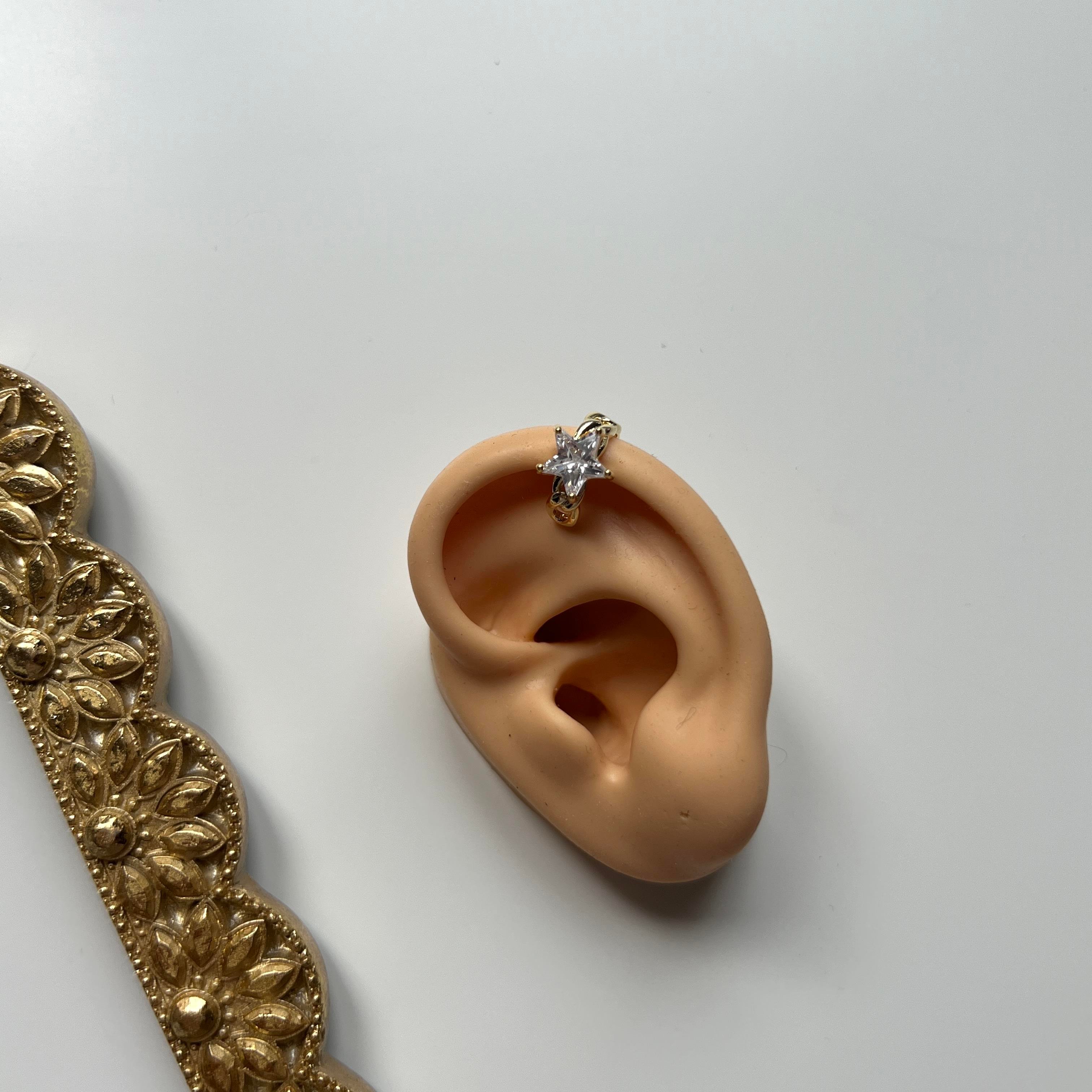 Gold Taşlı Yıldız Earcuff