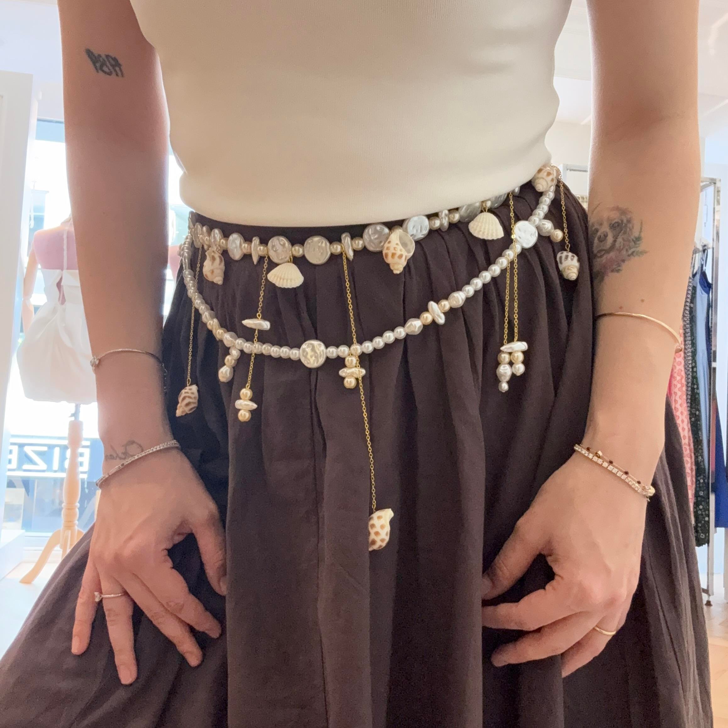 İncili Deniz Kabuklu Bel Zinciri