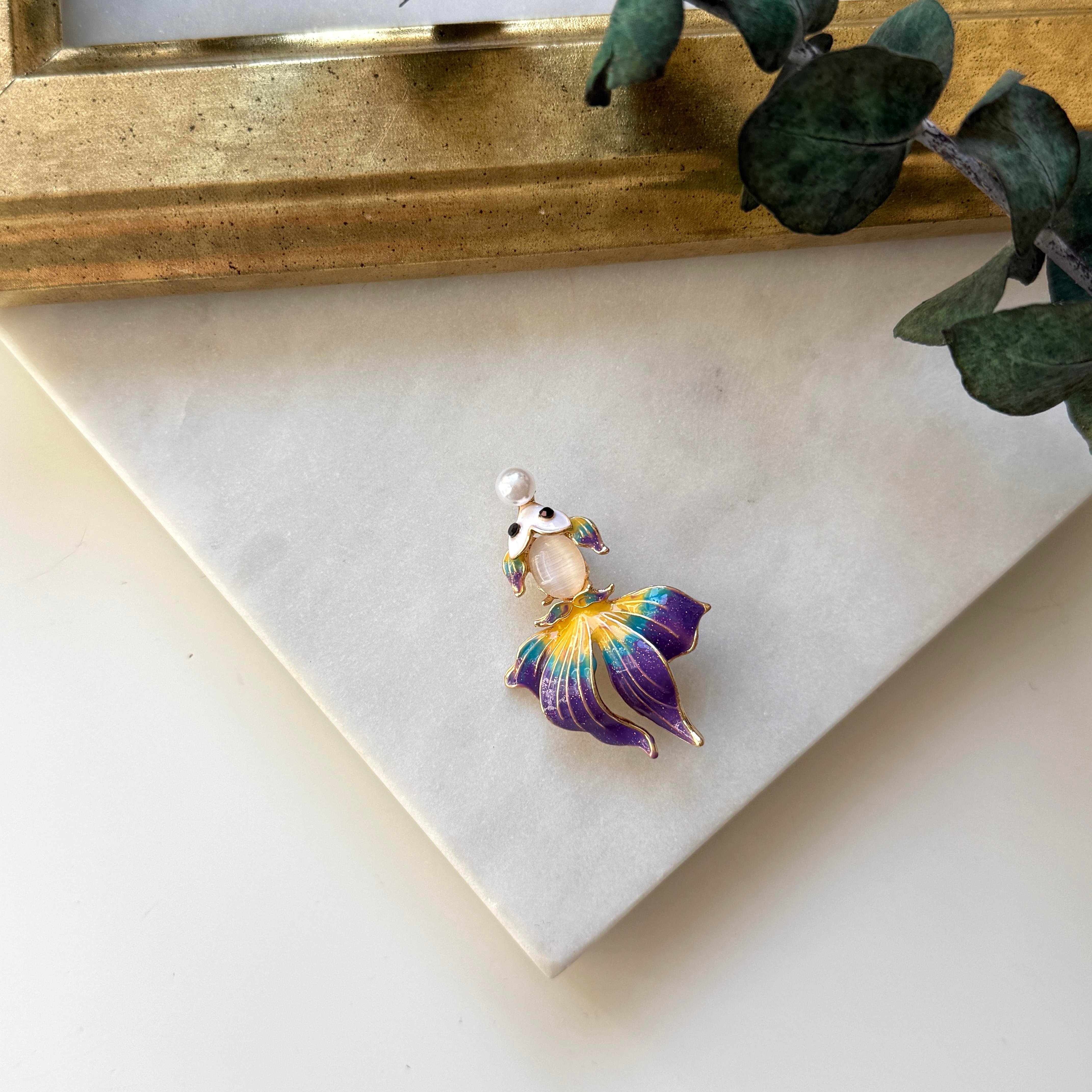 İncili Renkli Balık Broş