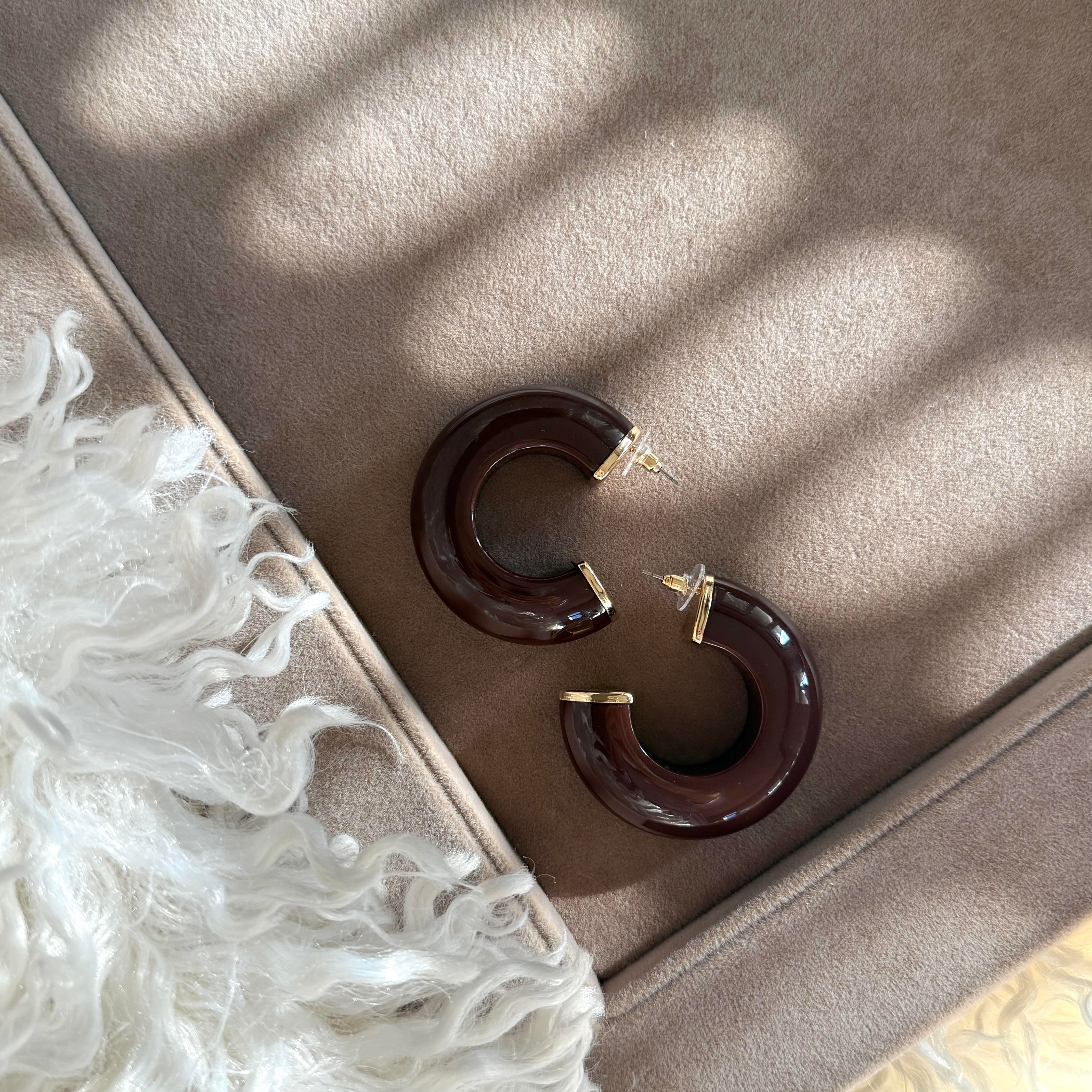 Kahverengi Kemik Halka Küpe