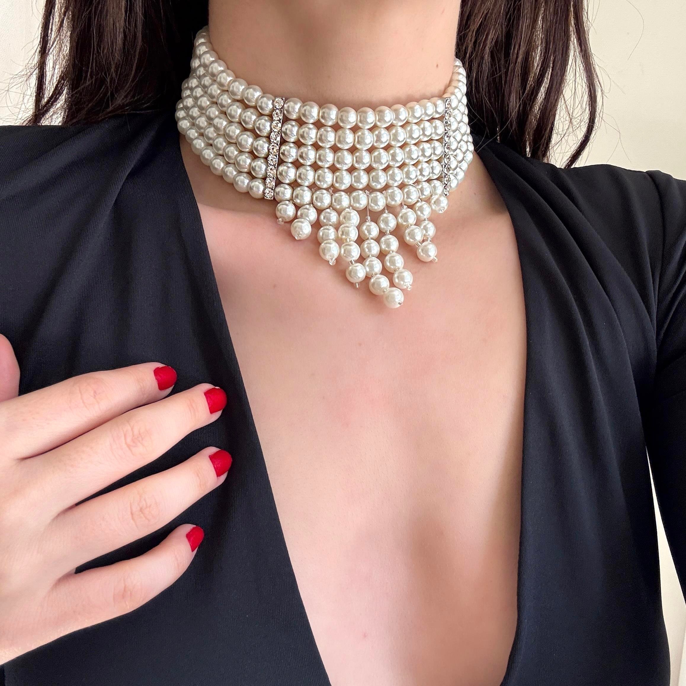 Kalın İnci Choker Kolye