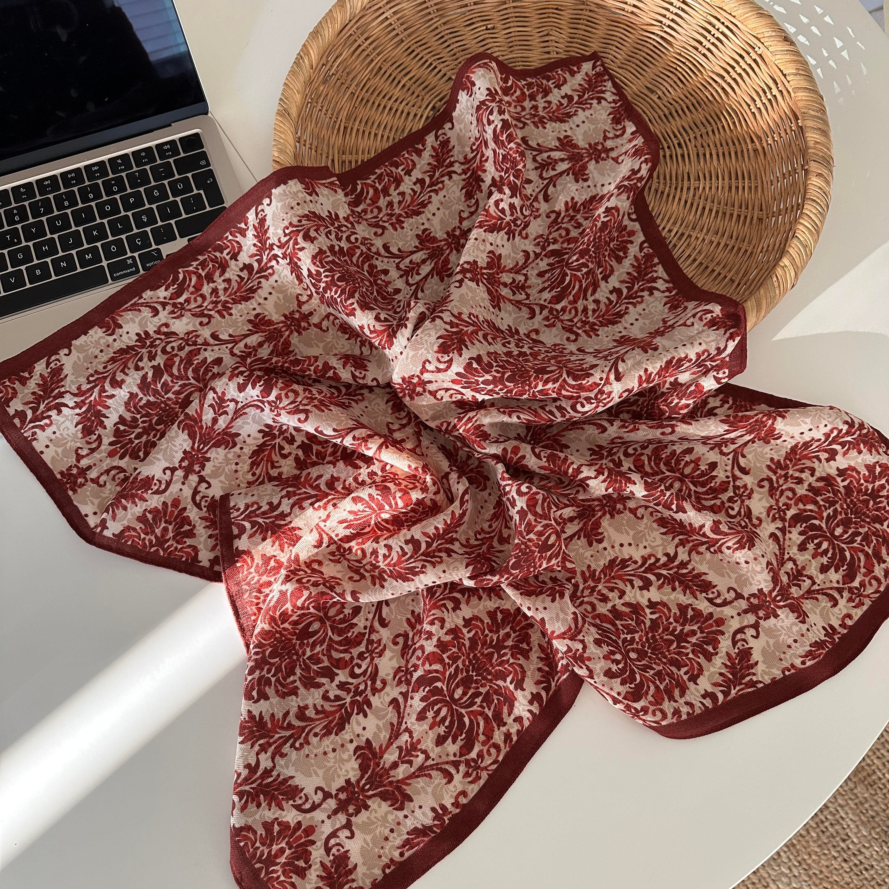 Kırmızı Desenli Şal&Fular&Bandana 70X70