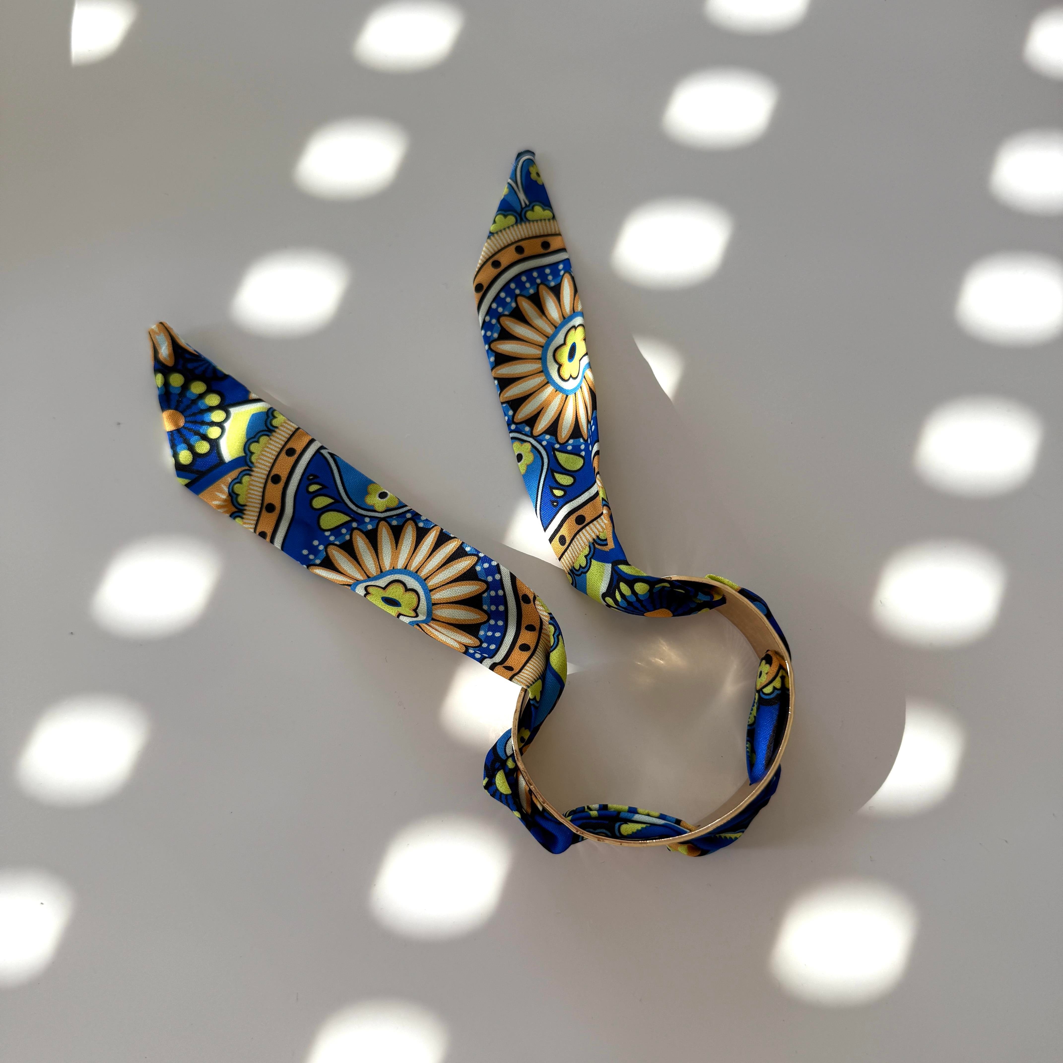 Lacivert Desenli Ezme Fular Bilezik