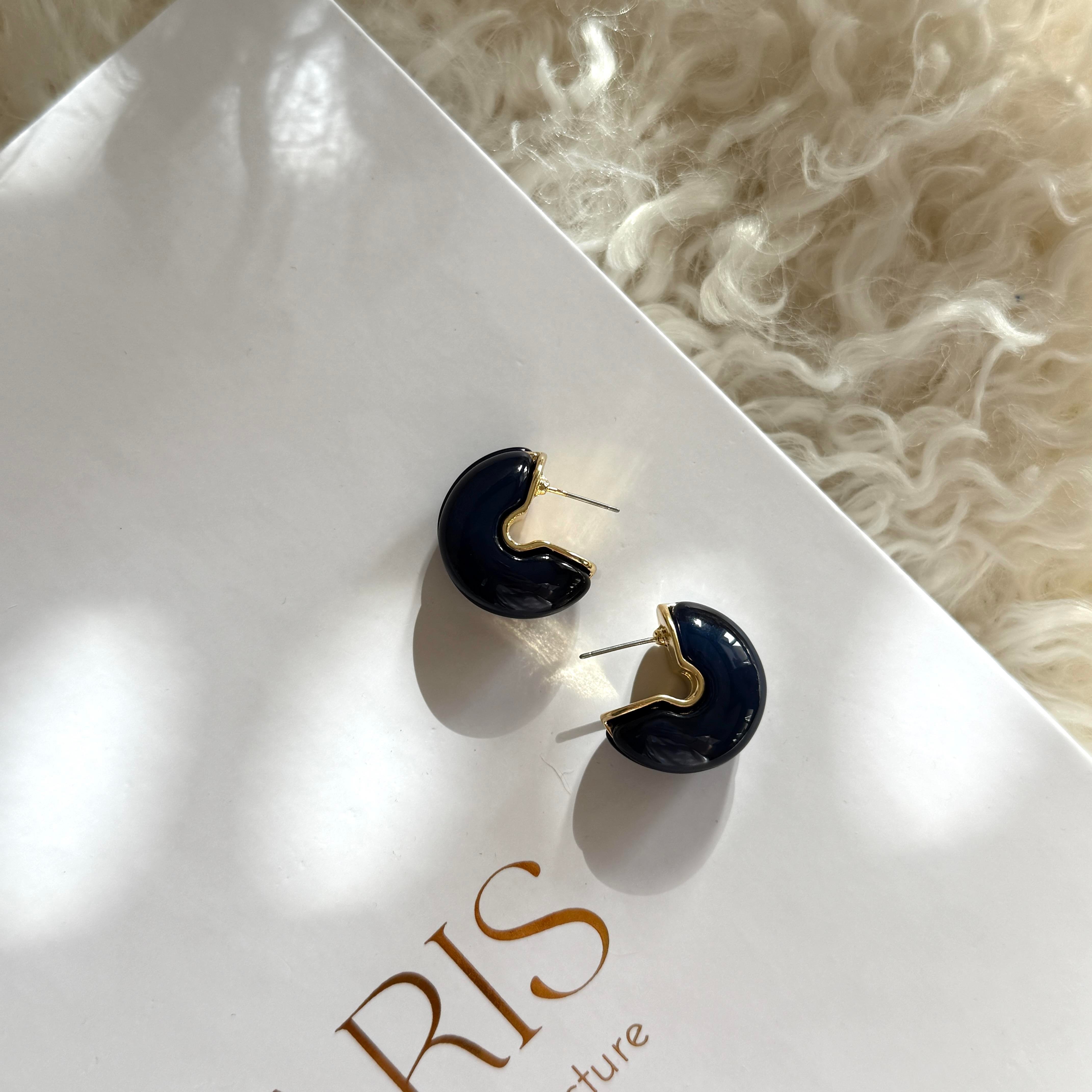 Lacivert Kemik Halka Küpe