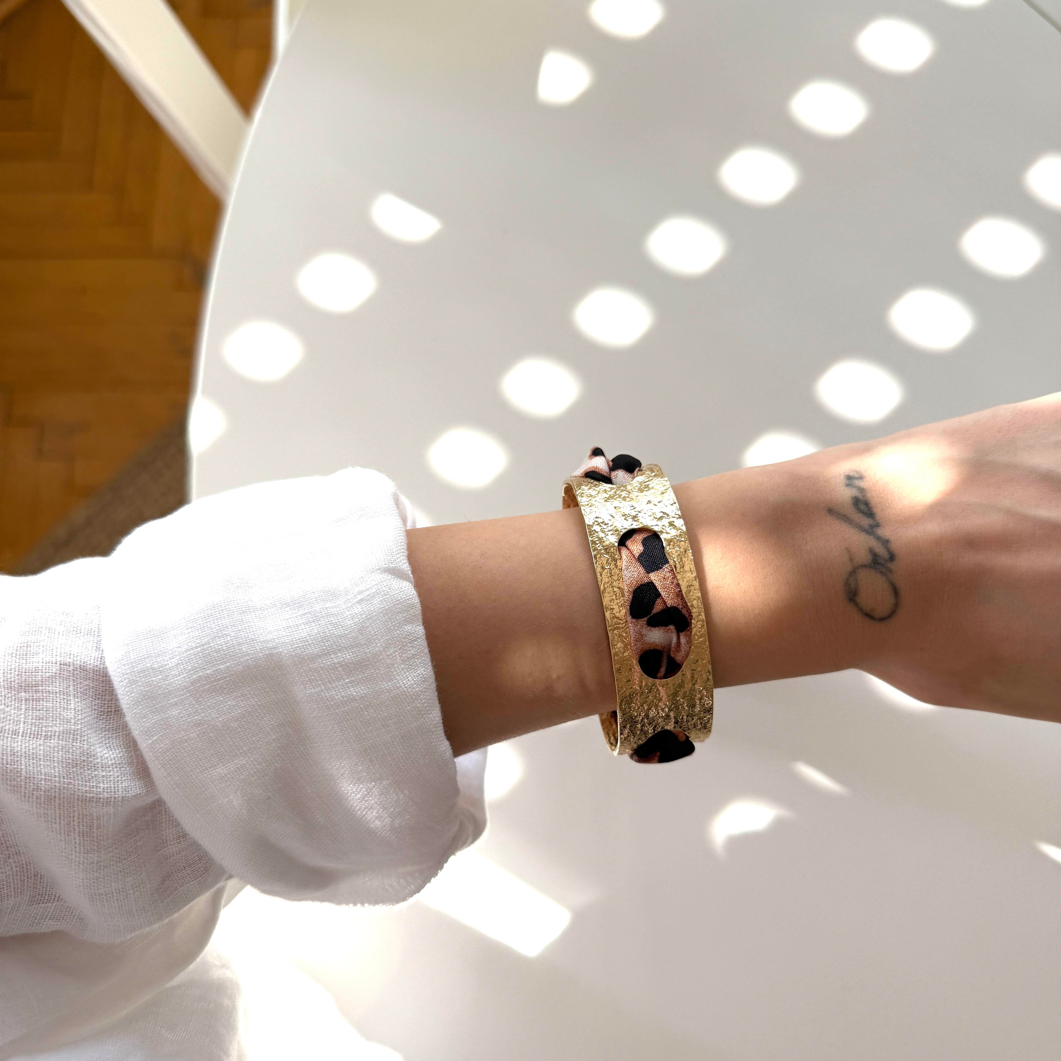 Leopar Kalın Fular Bilezik