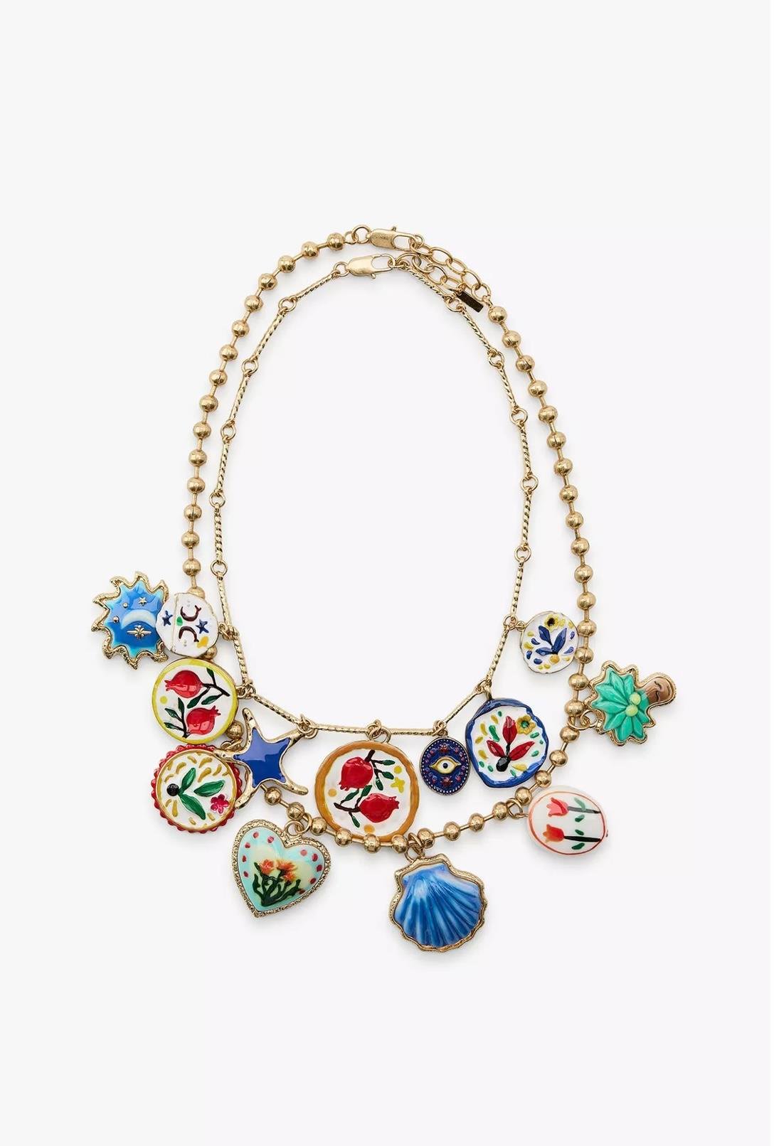 Marka 2li Reçine Çiçek Kolye