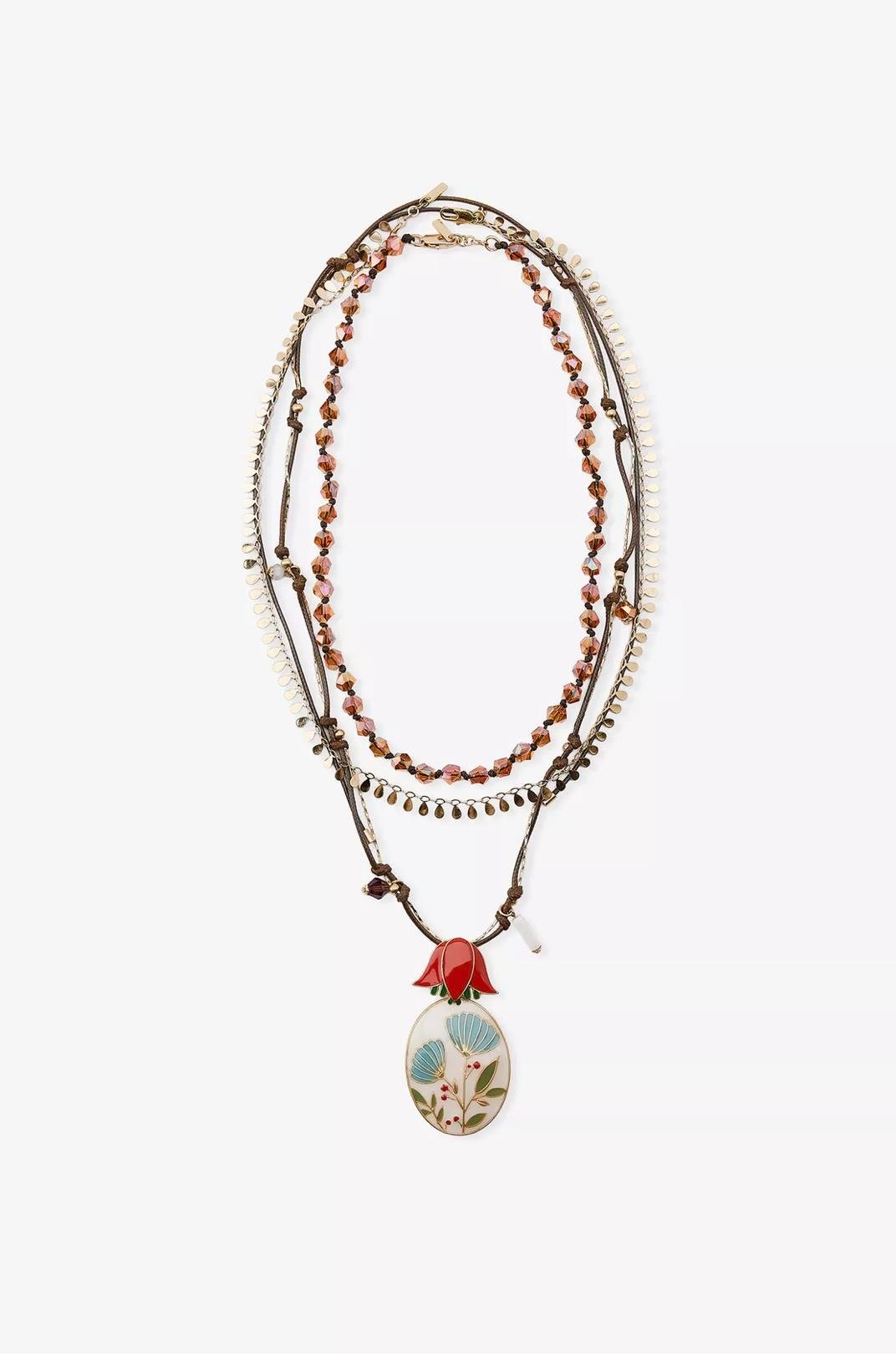 Marka 3lü Çiçek Kolye