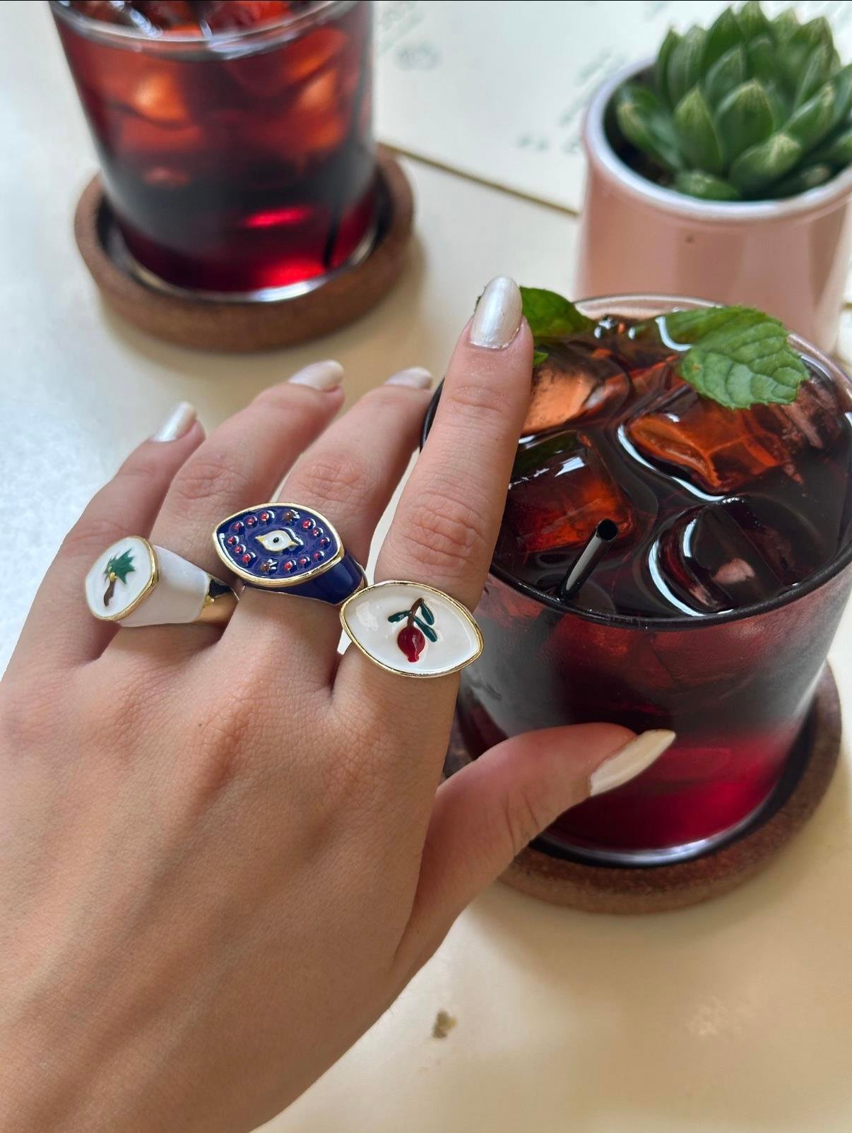 Marka 3lü Renkli Mineli Yüzük