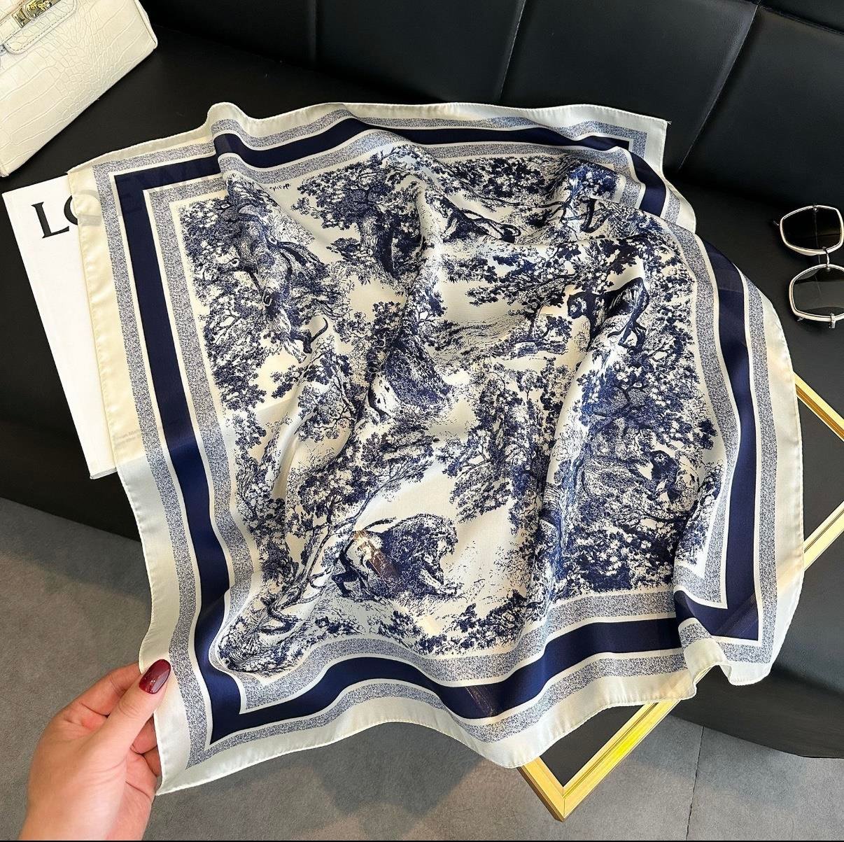 Marka Bleu Blanc Desenli Fular 70X70