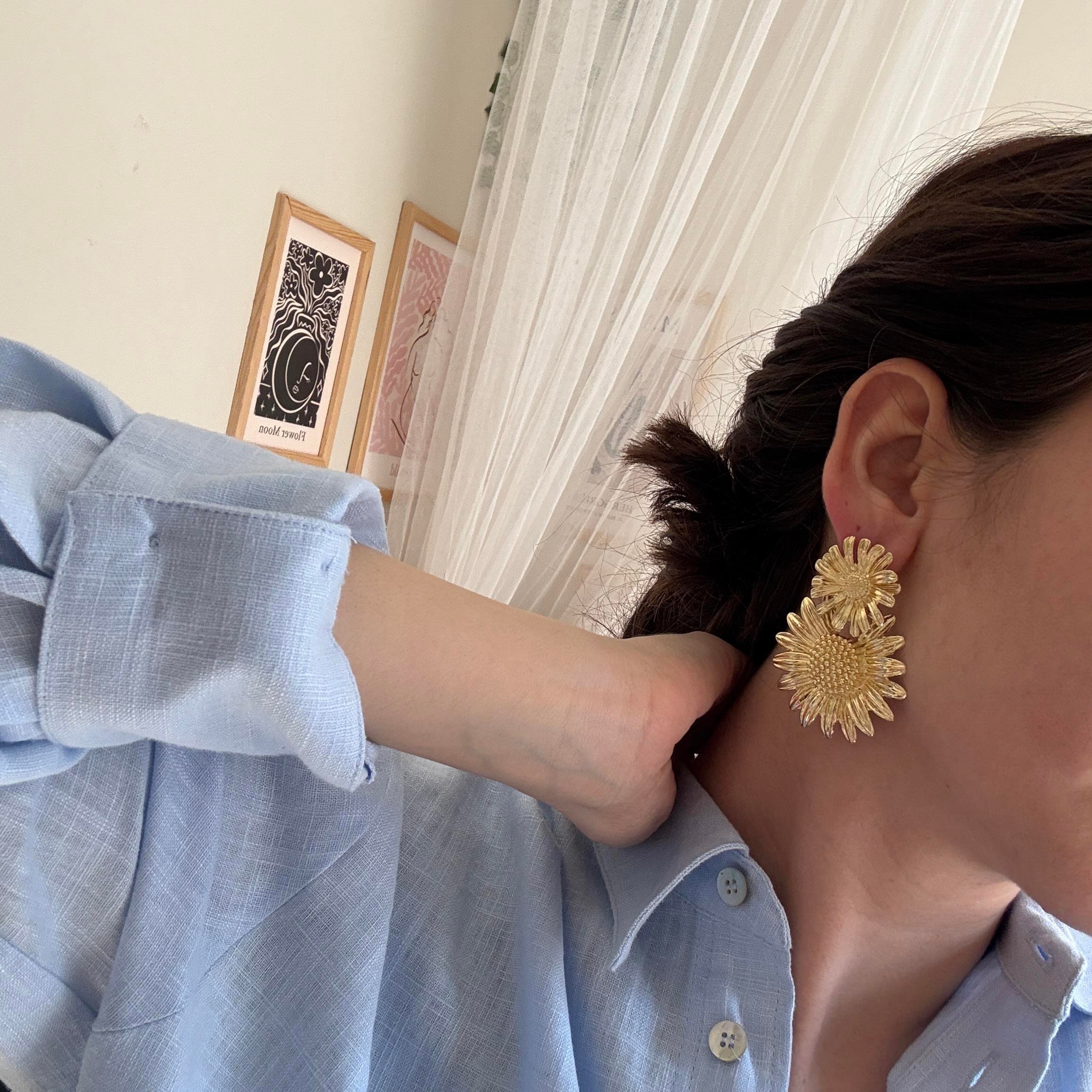 Marka Gold Ayçiçeği Küpe