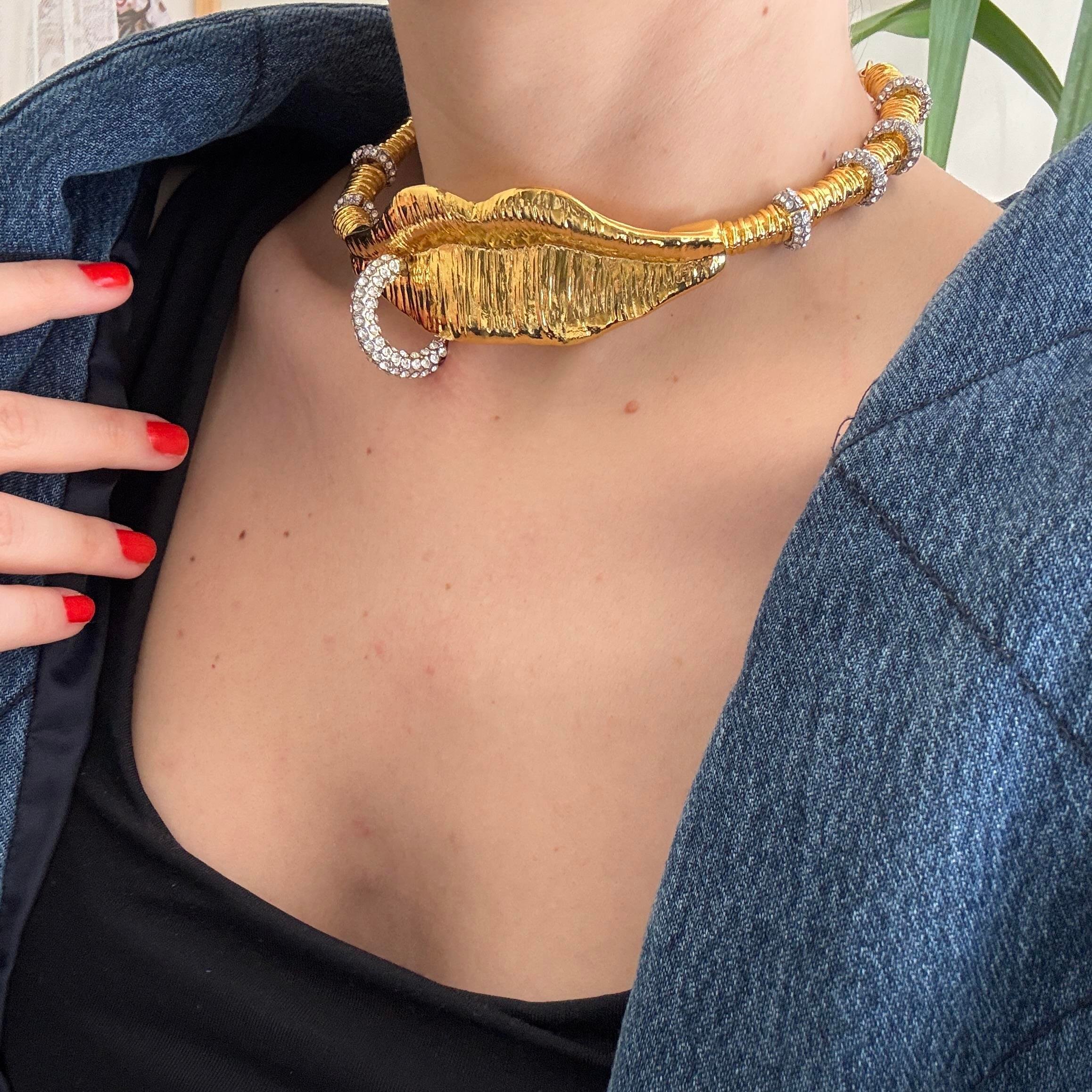 Marka Gold Dudak Choker Kolye