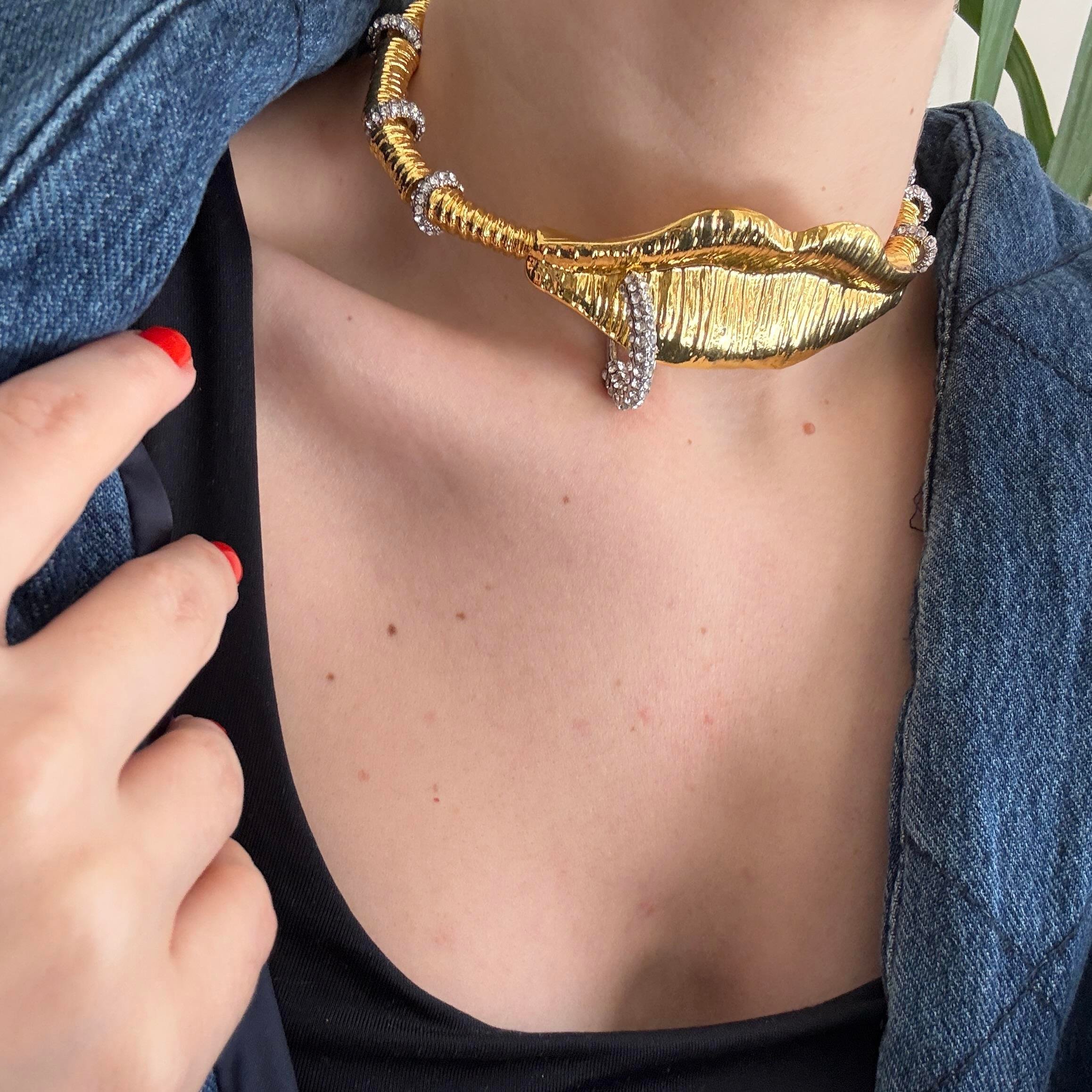 Marka Gold Dudak Choker Kolye