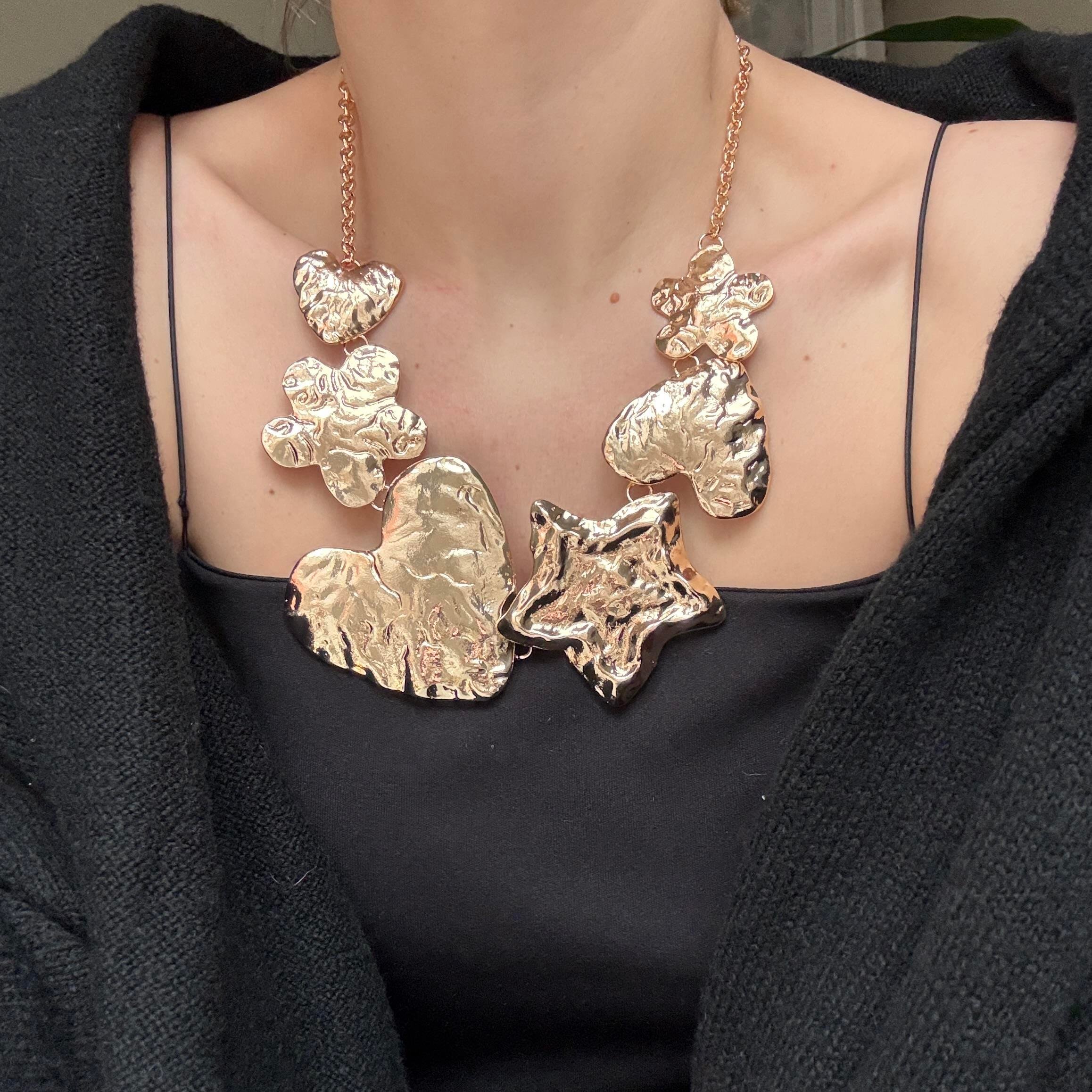 Marka Gold Plaka Kalp&Yıldız Kolye