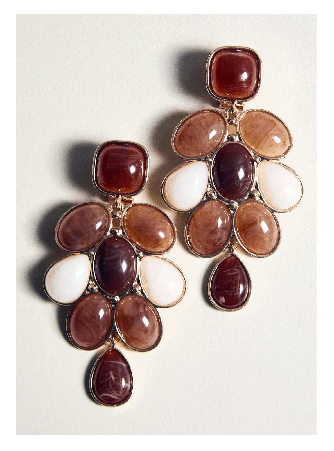 Marka Kahverengi Taşlı Küpe