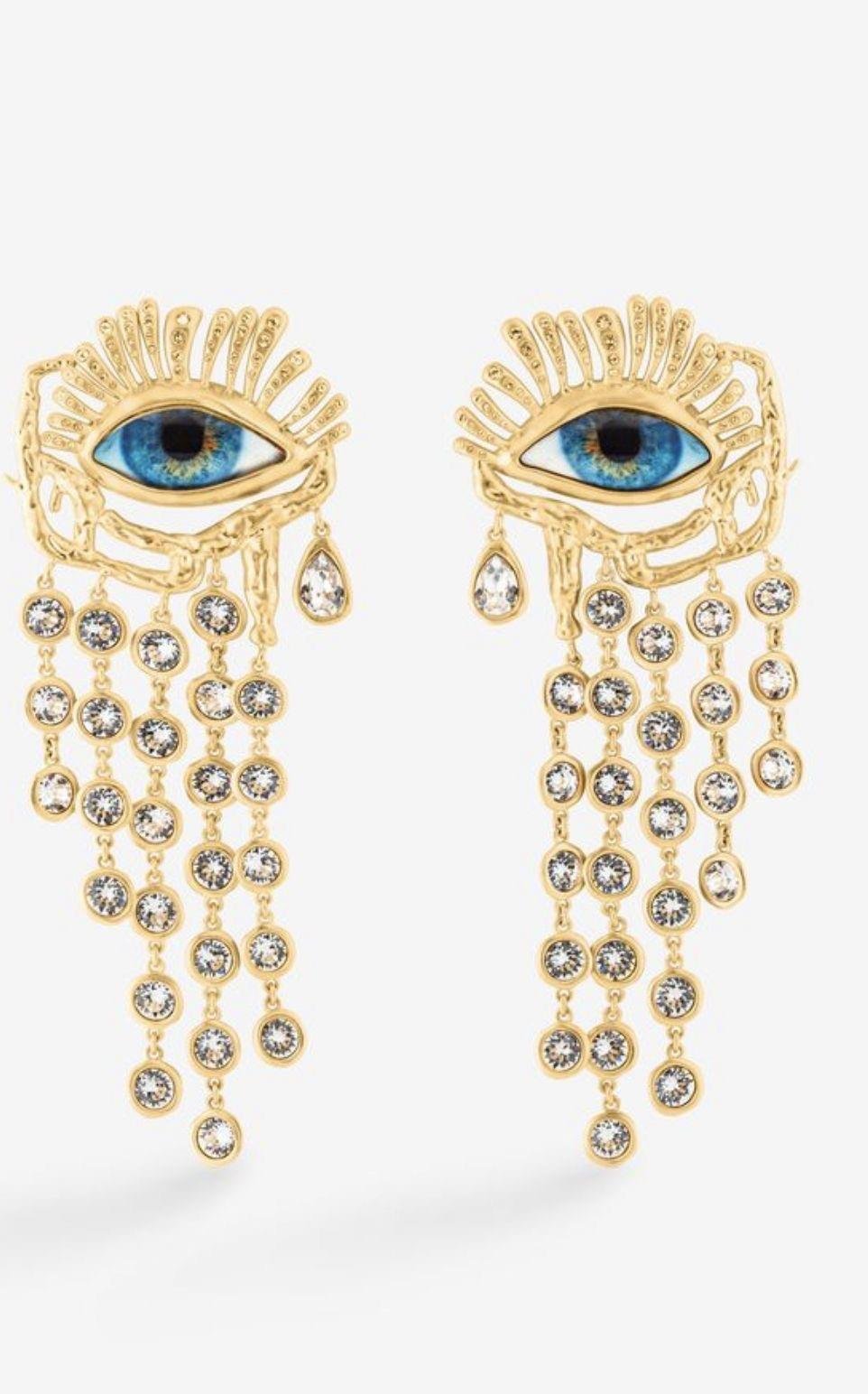 Marka Kristal Taşlı Göz Küpe