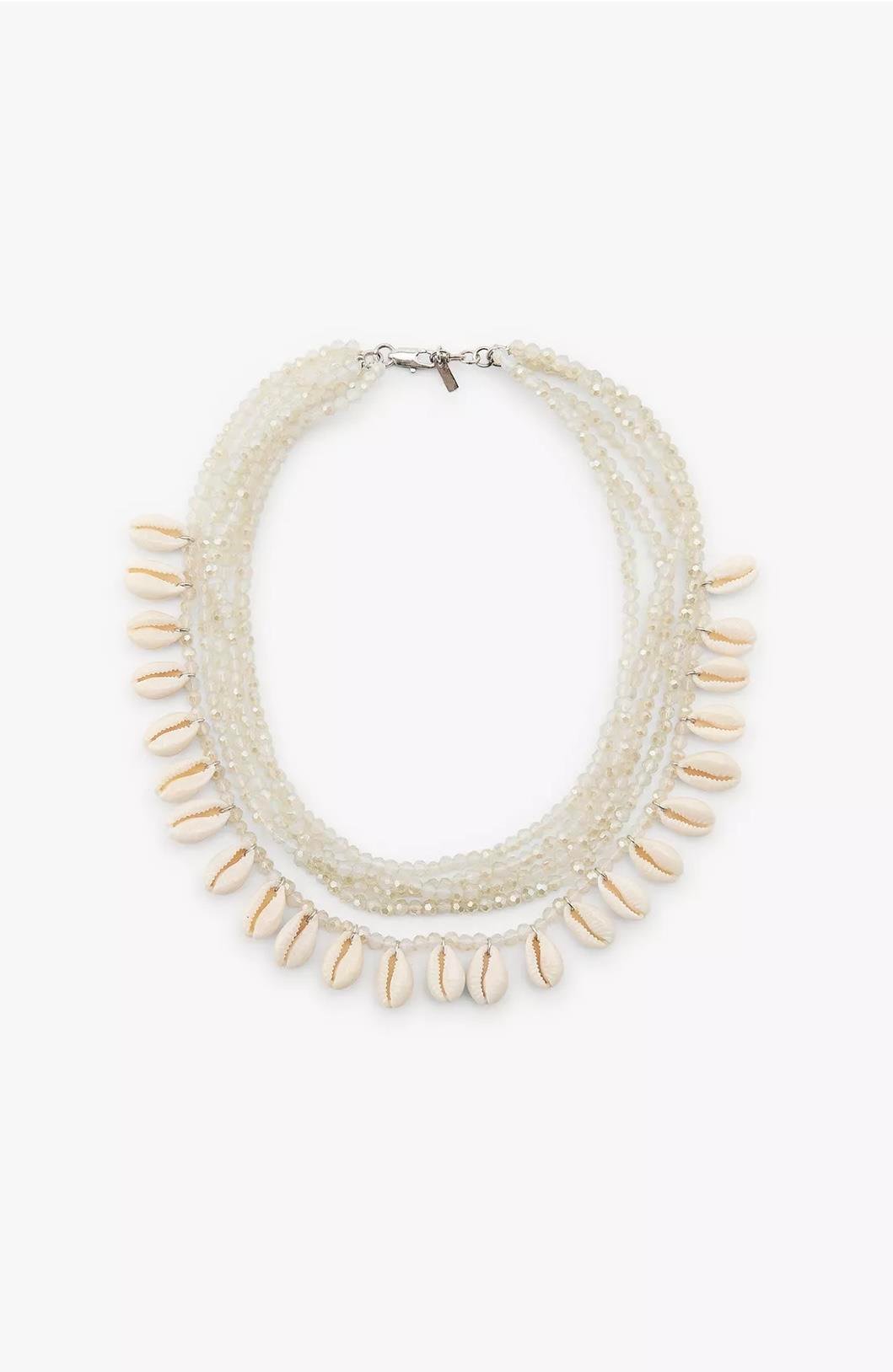 Marka Parlak Boncuklu Deniz Kabuğu Kolye