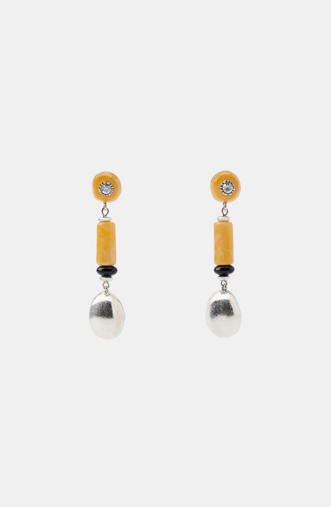 Marka Sarı&Silver Boncuk Küpe