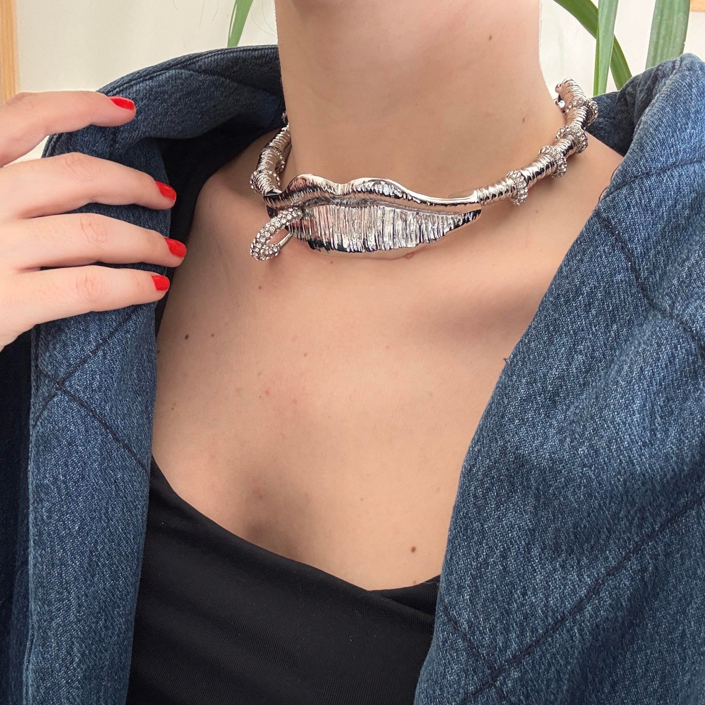 Marka Silver Dudak Choker Kolye