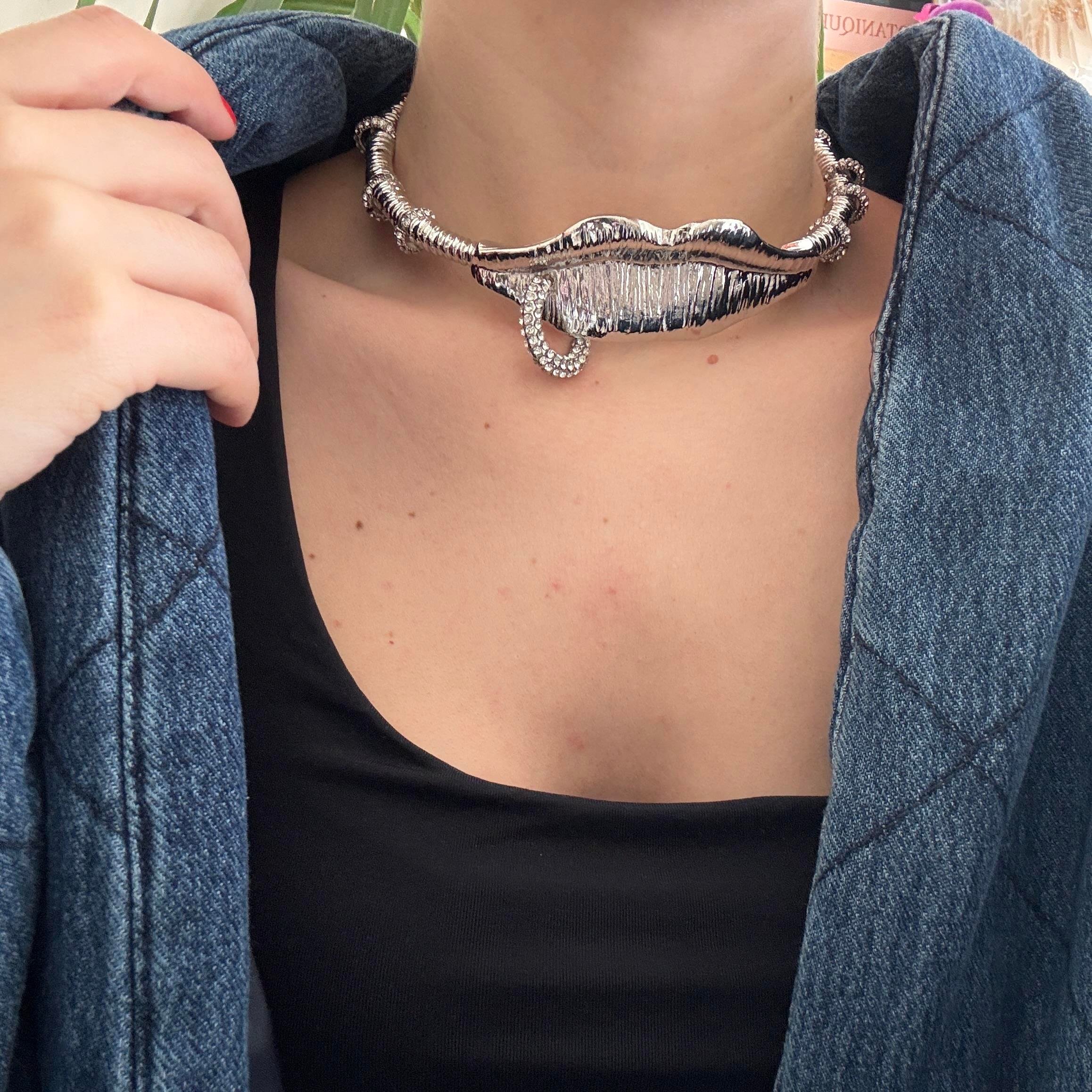 Marka Silver Dudak Choker Kolye