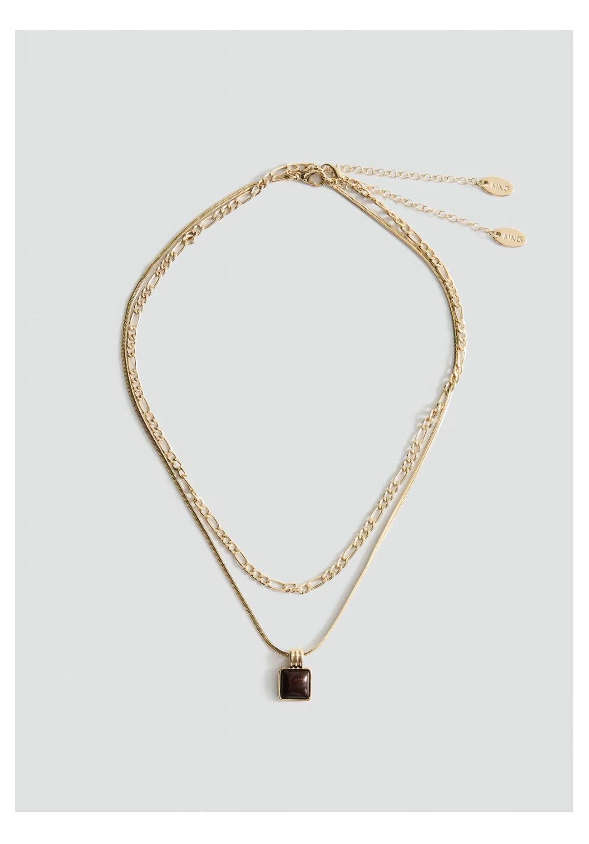 Marka Siyah Taşlı 2li Kolye