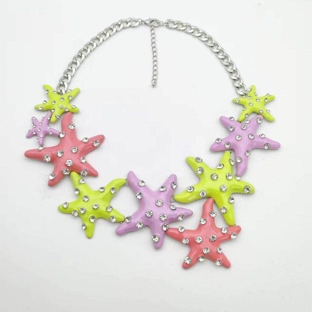 Marka Taşlı Renkli Deniz Yıldızı Kolye