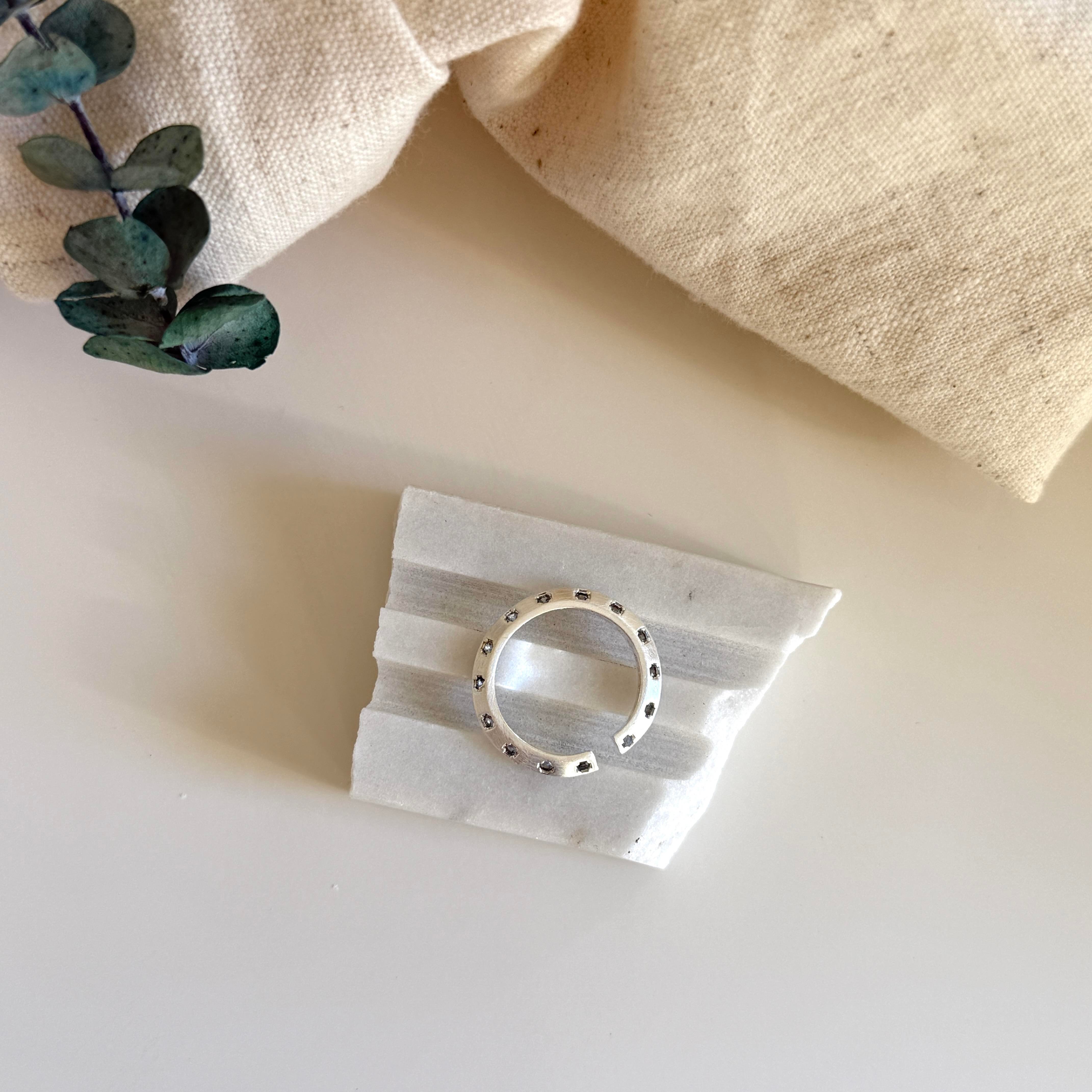 Mat Silver Mavi Taşlı Yüzük