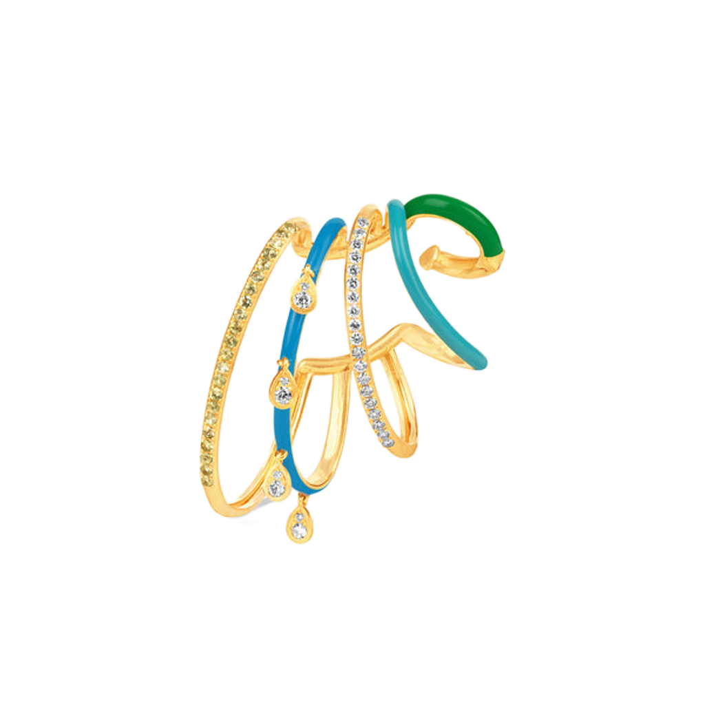 Mavi Mineli Taşlı Earcuff