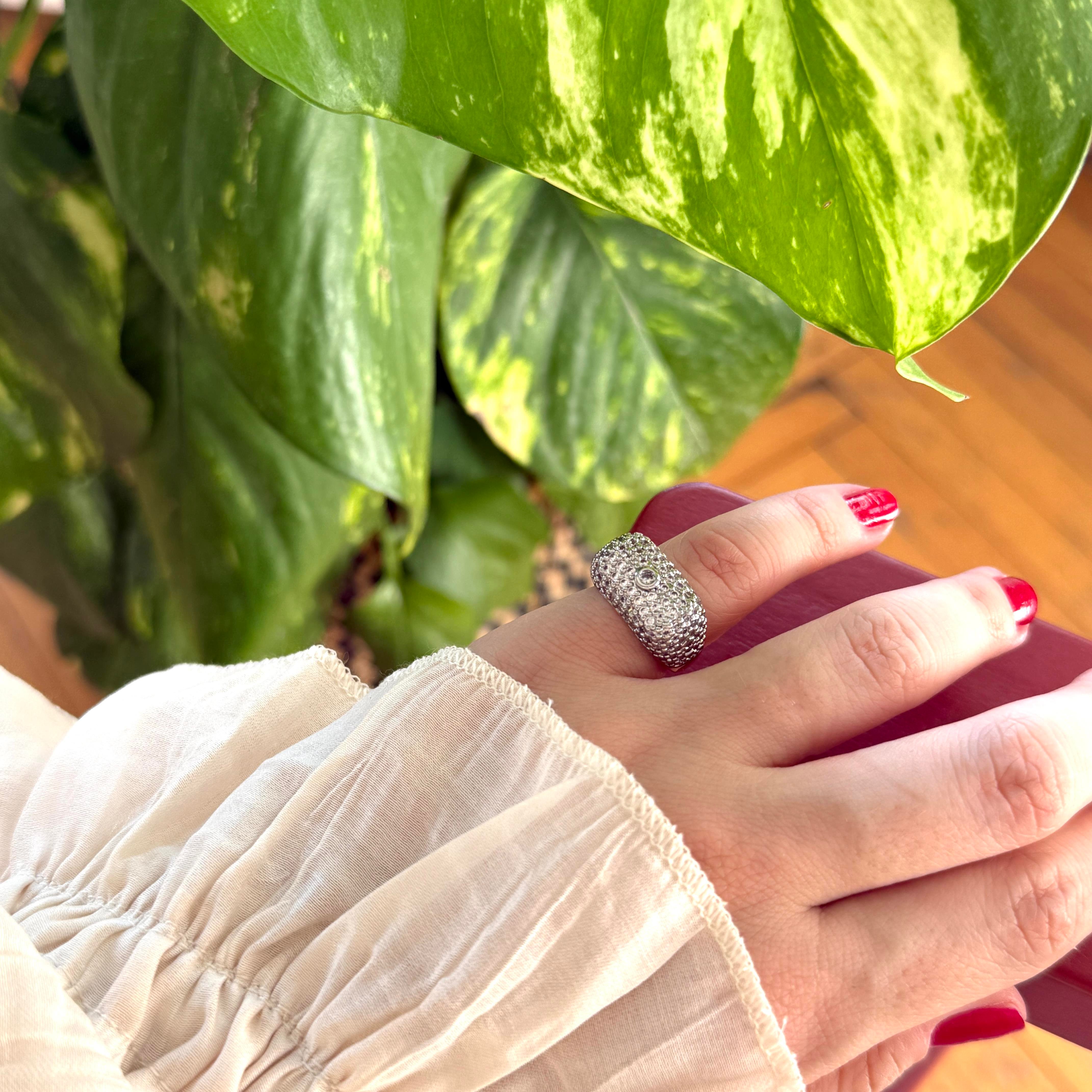 Mix Taşlı Dikdörtgen Serçe Yüzük