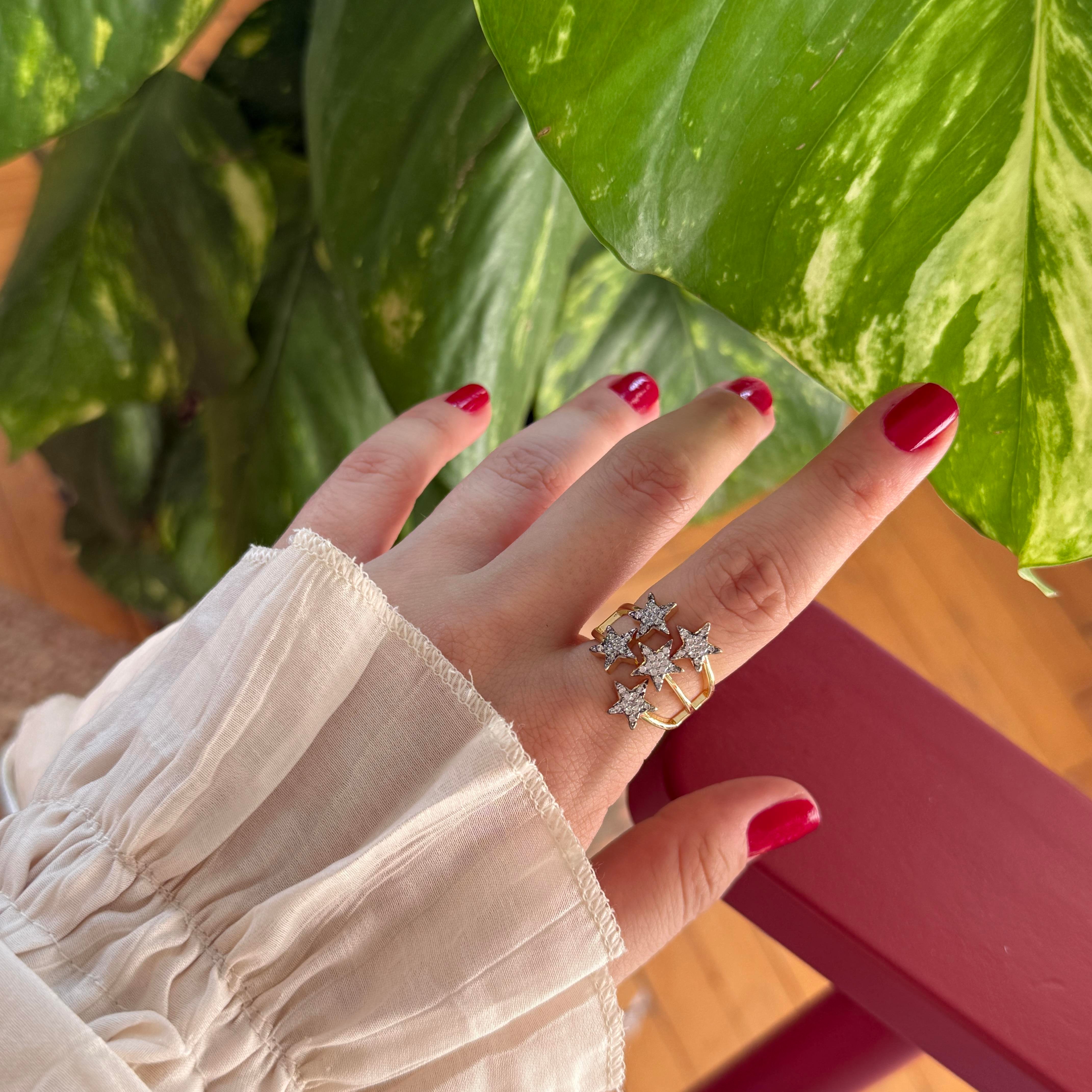 Mix Taşlı Yıldız Yüzük