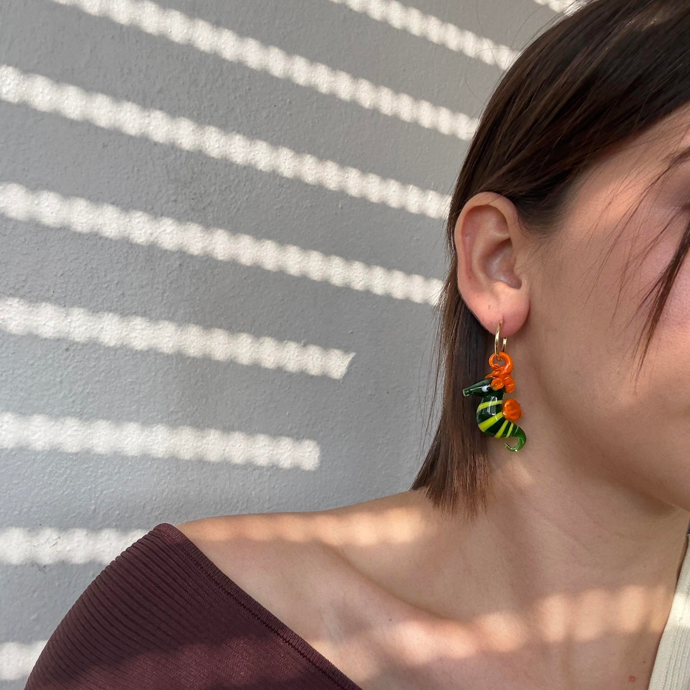 Murano Cam Deniz Atı Küpe