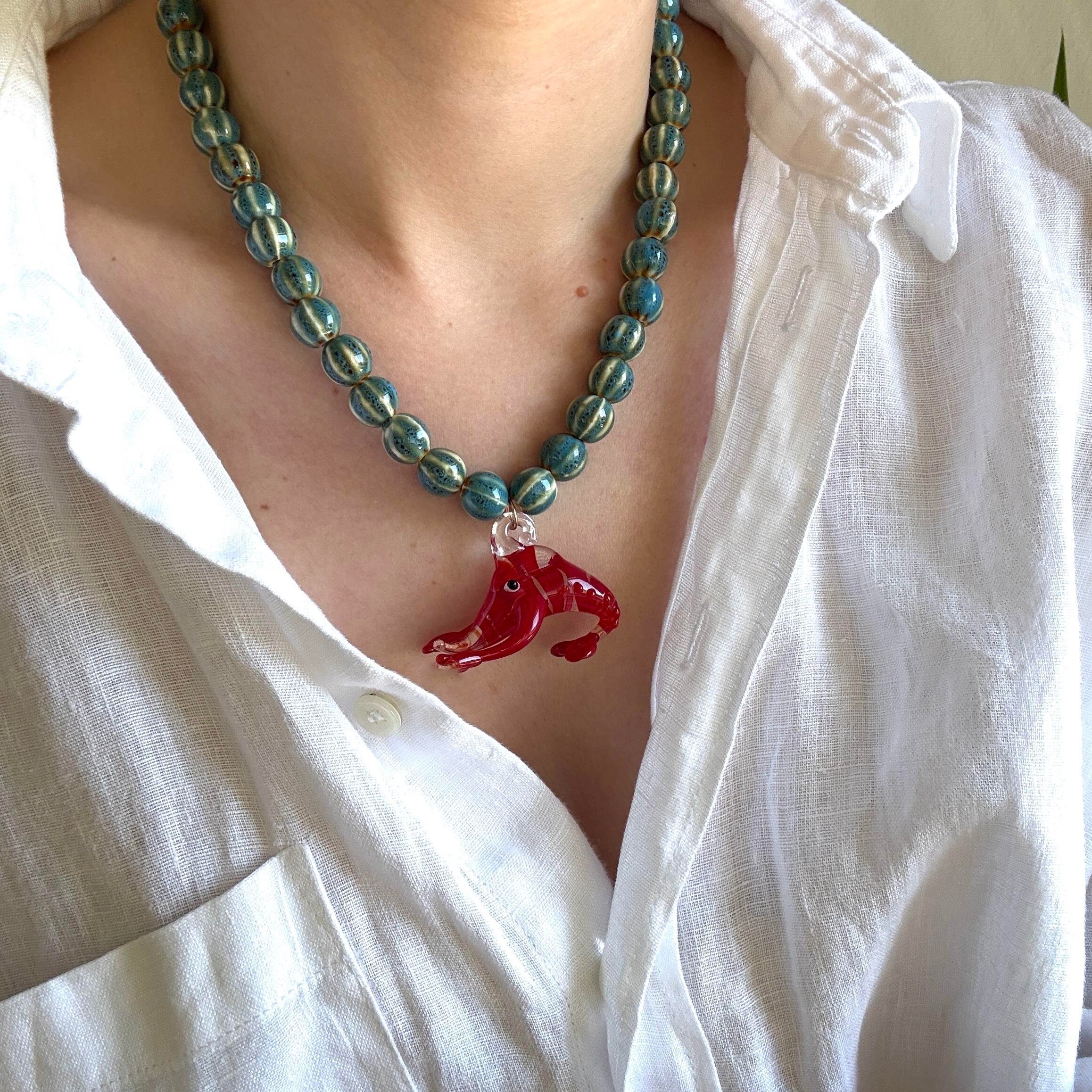 Murano Cam Istakoz Boncuklu Kolye