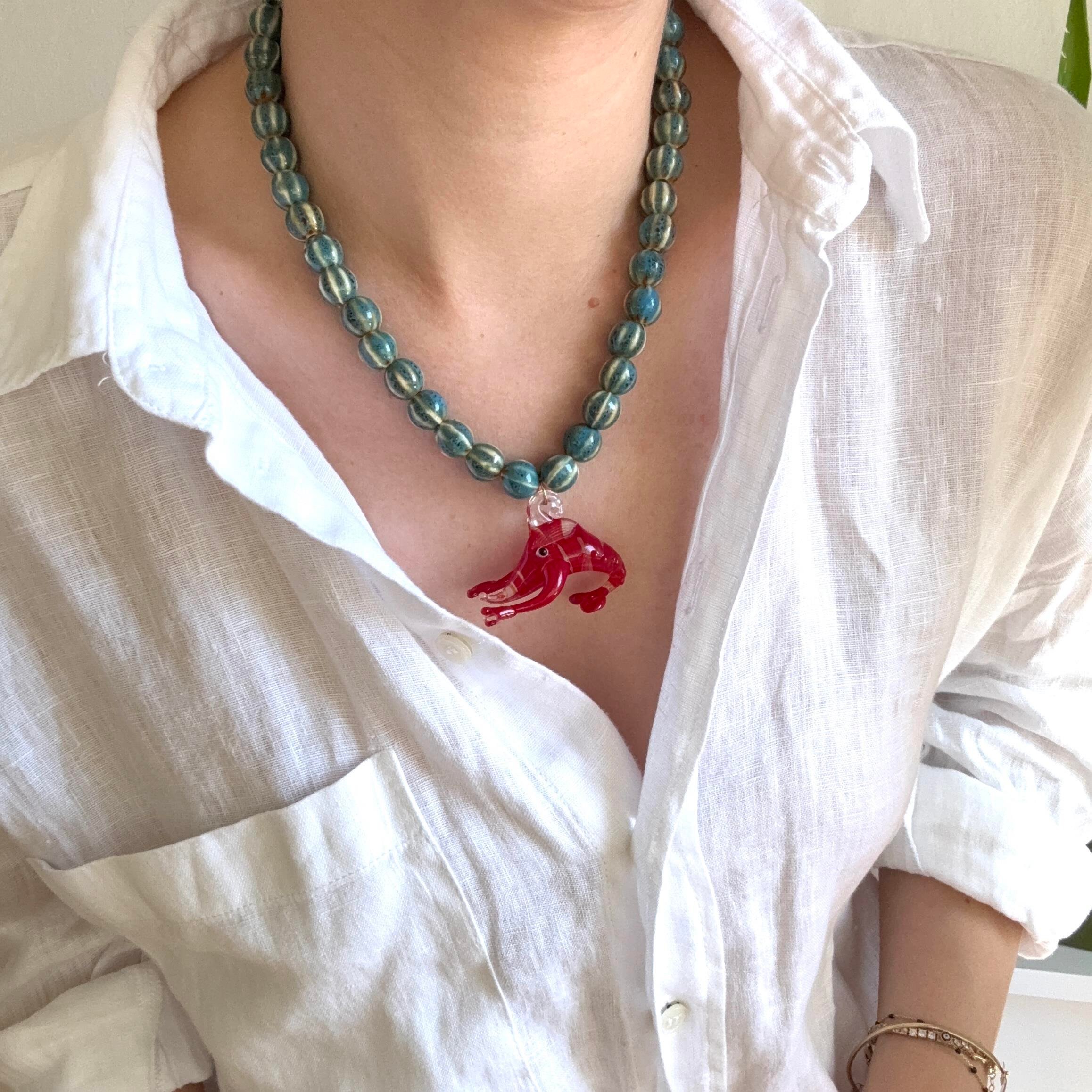 Murano Cam Istakoz Boncuklu Kolye