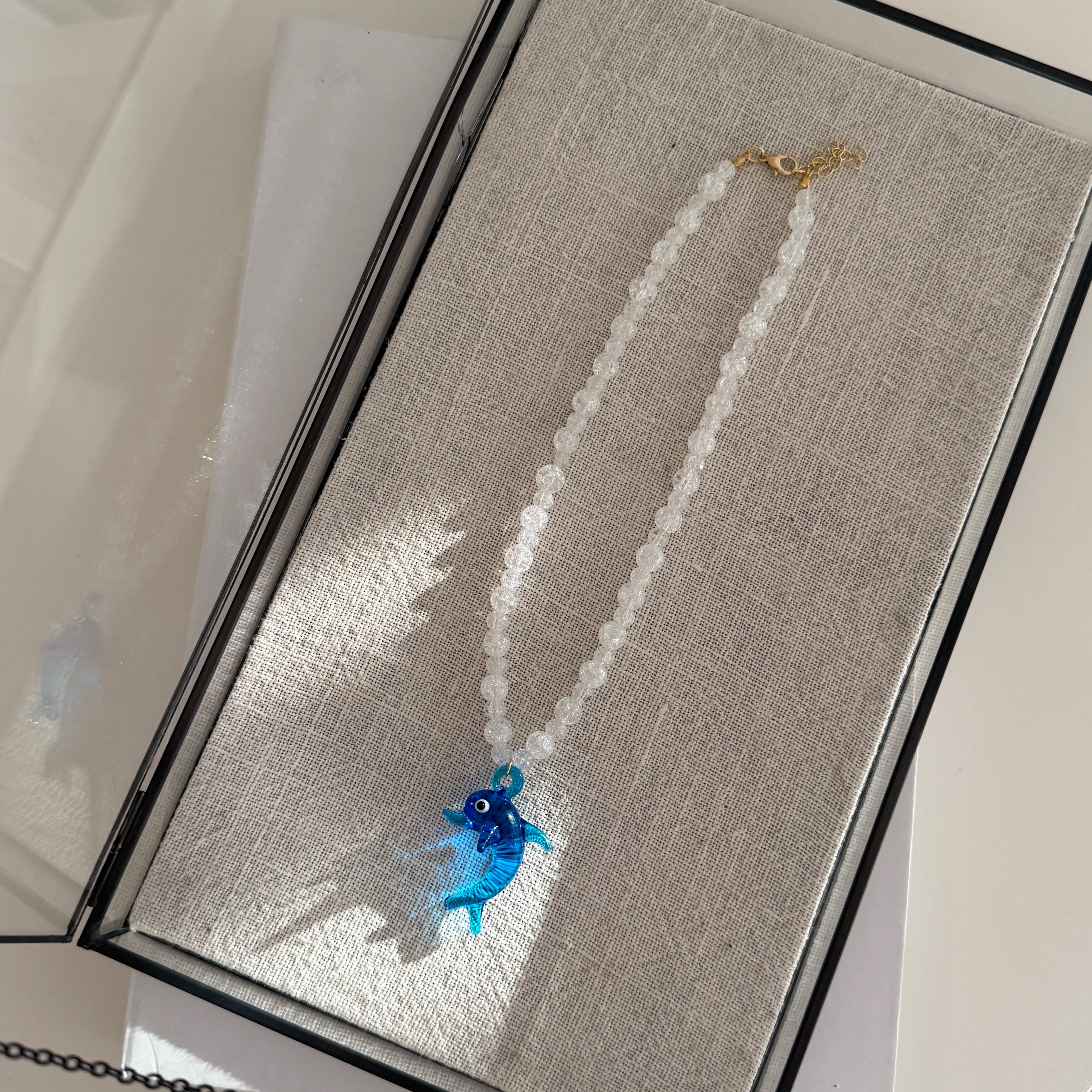 Murano Lacivert Parıltılı Kolye
