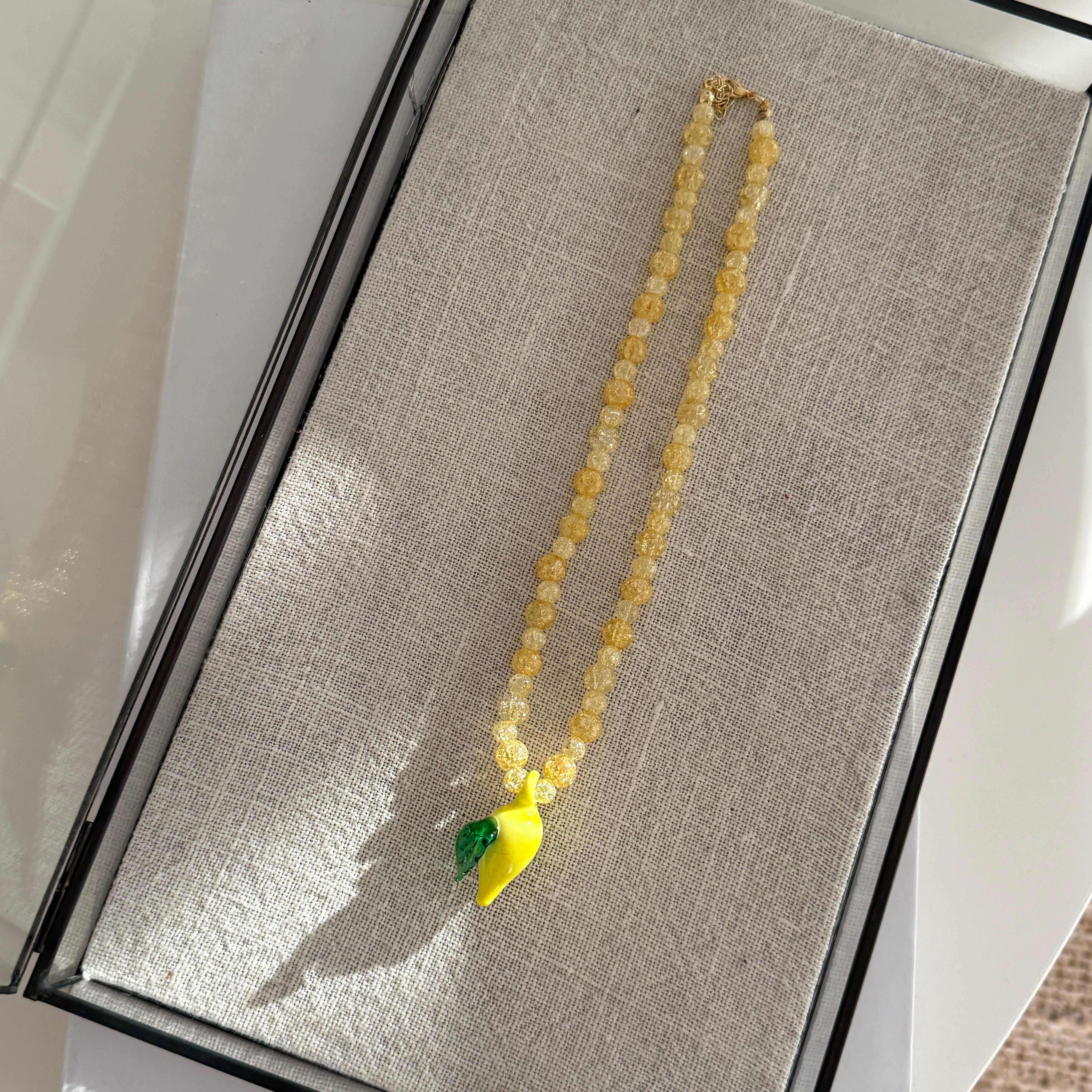 Murano Limon Parıltılı Kolye