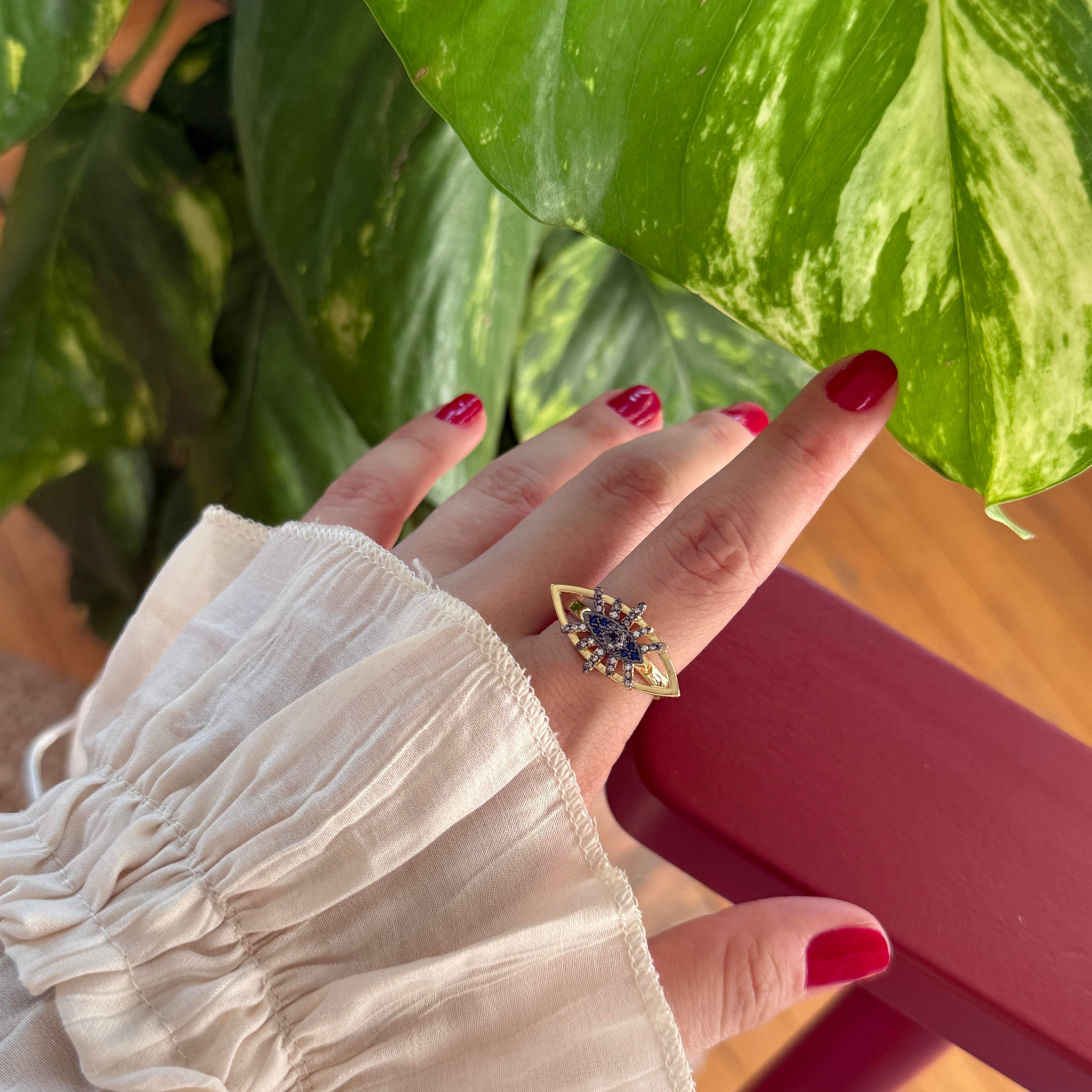 Oval Taşlı Göz Yüzük