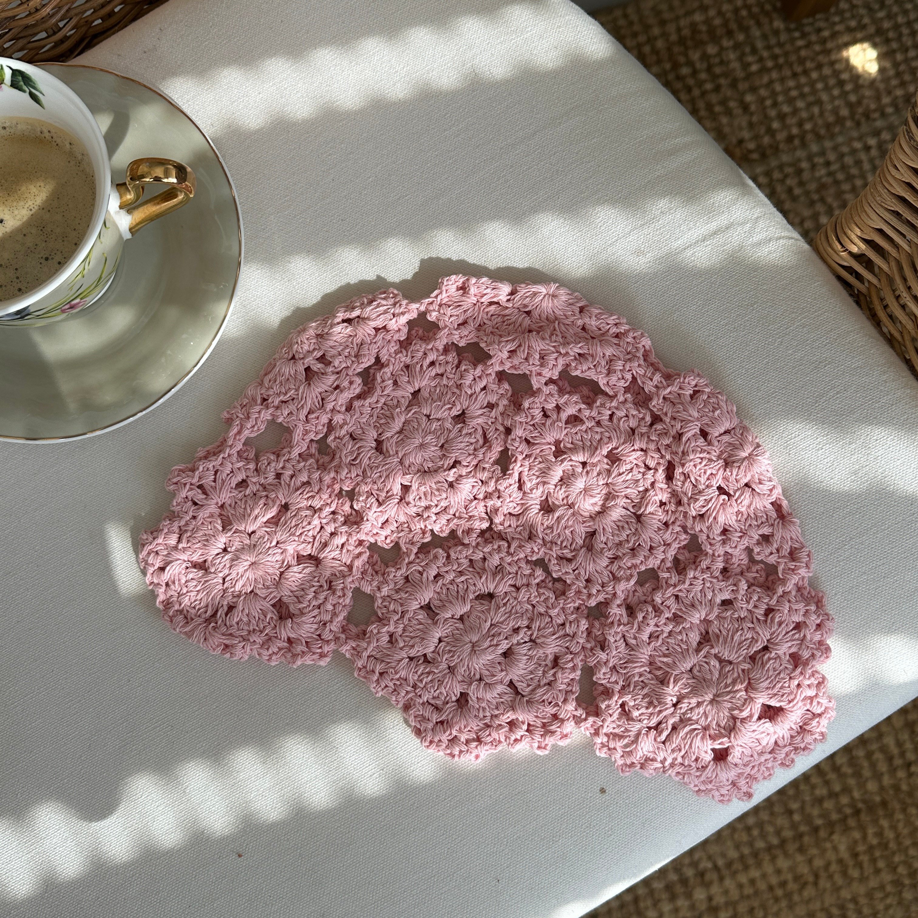 Pembe Afrika Çiçeği Örgü Yazlık Bere&Şapka