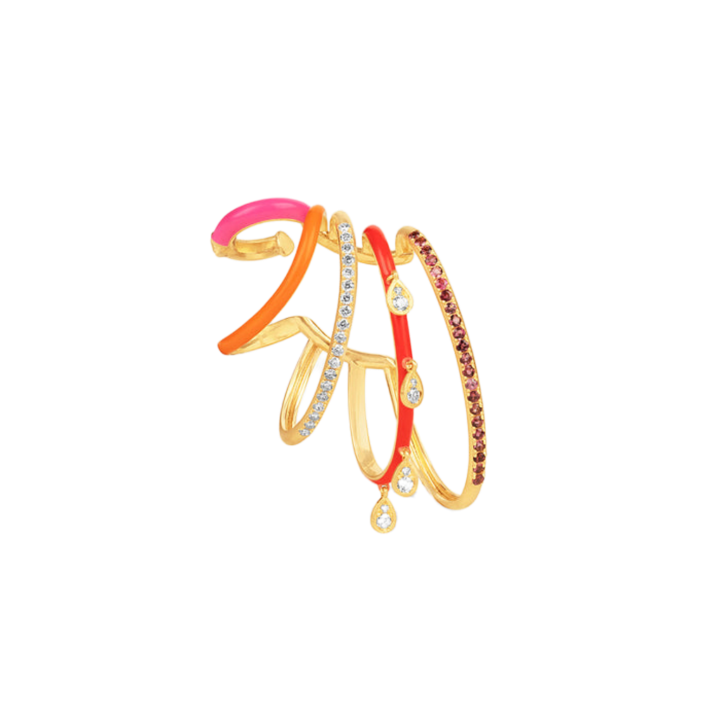 Pembe Mineli Taşlı Earcuff