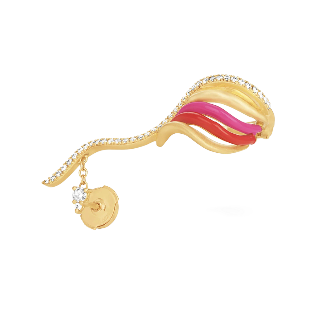 Pembe Mineli Taşlı Tasarım Earcuff