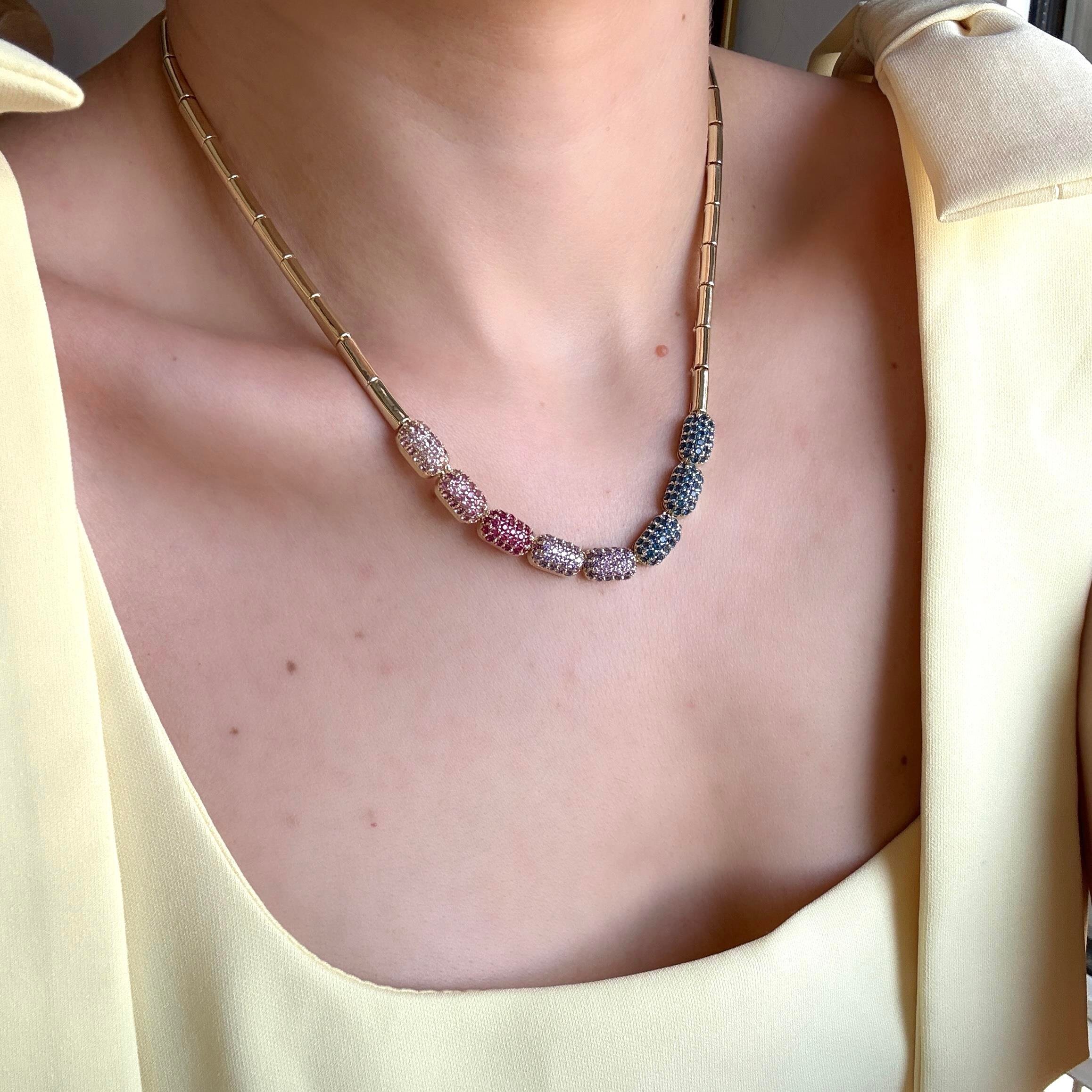 Renkli Taşlı Tasarım Kolye