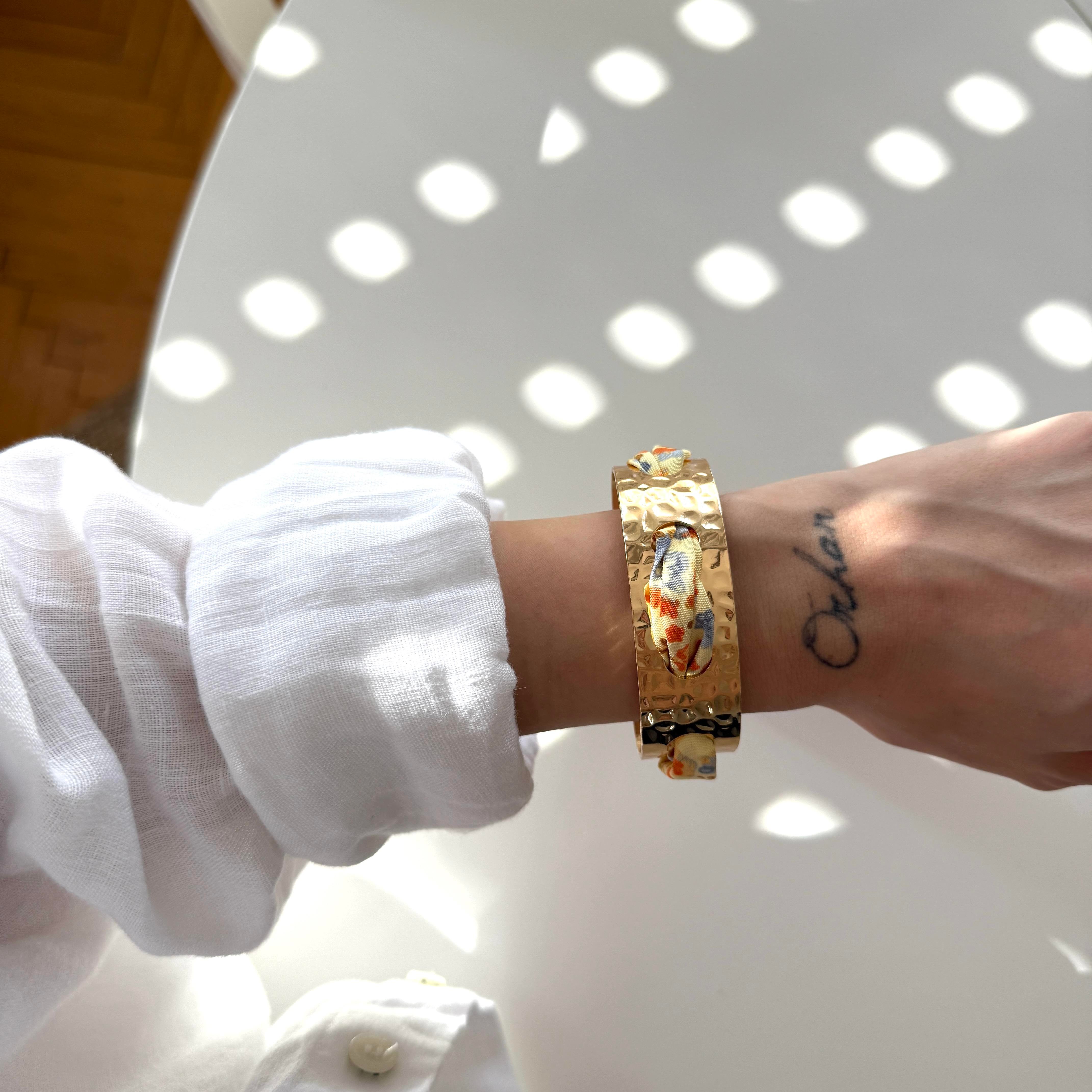 Sarı Çiçekli Fular Bilezik