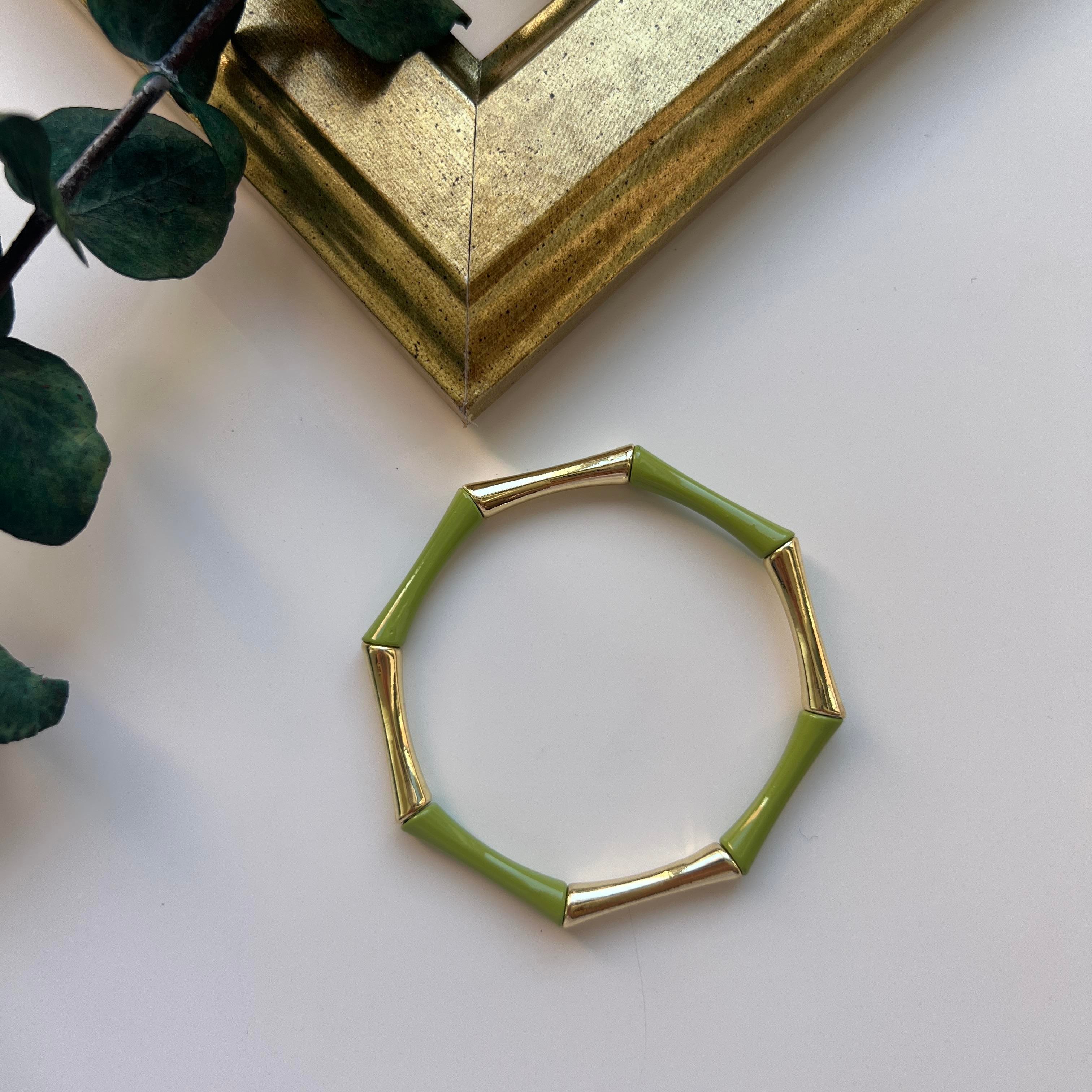 Seramik Lastikli Kemik Bileklik Yeşil