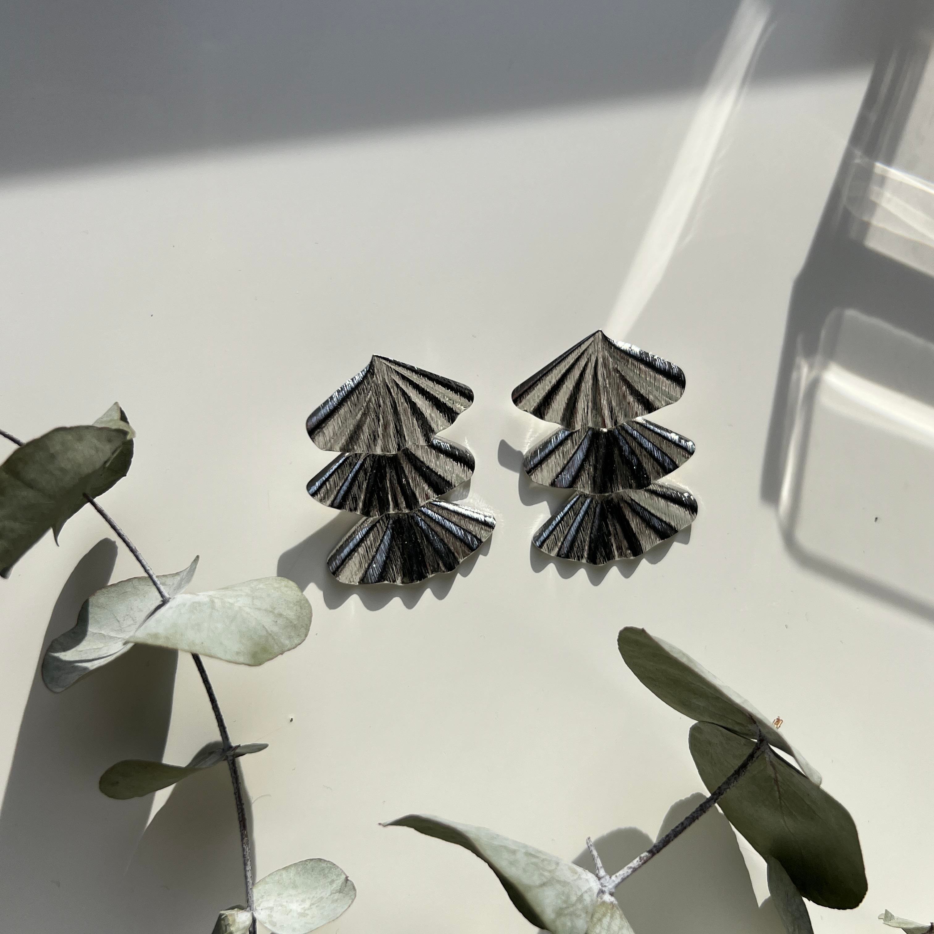 Silver 3lü Yelpaze Küpe