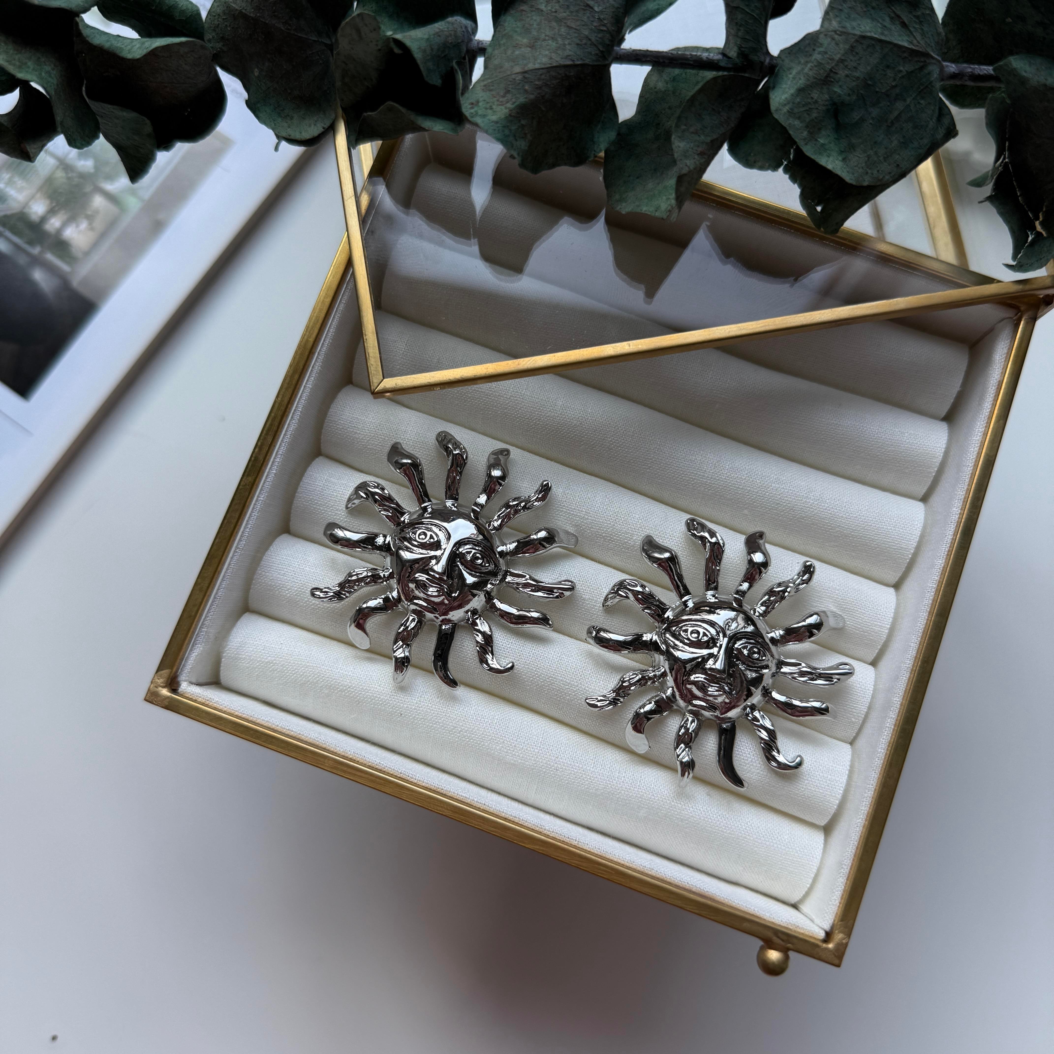 Silver Büyük Güneş Küpe