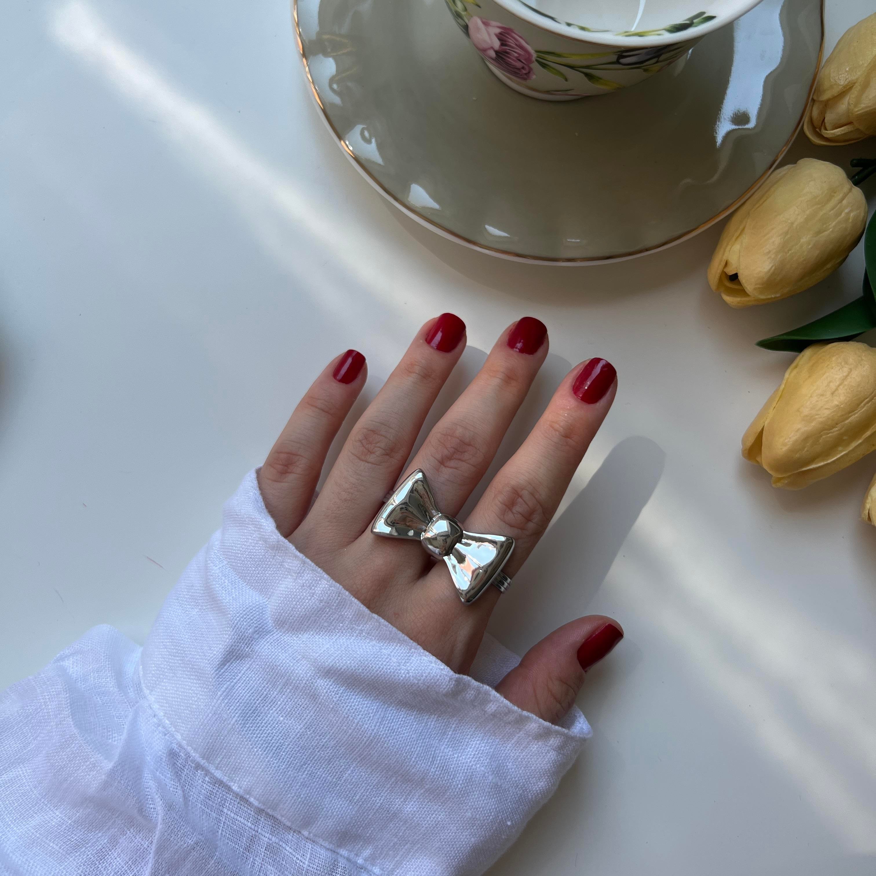 Silver Çift Fiyonk Yüzük