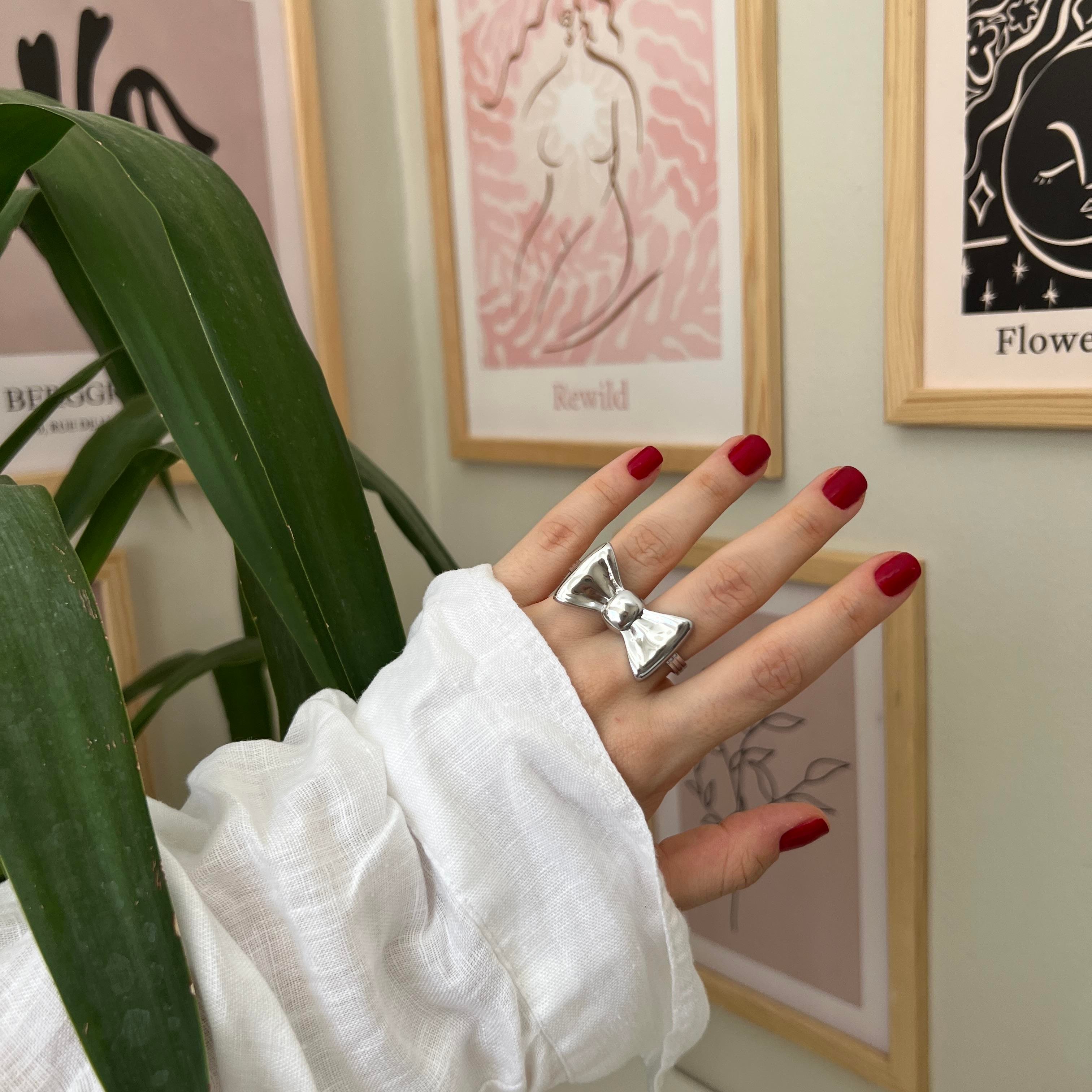 Silver Çift Fiyonk Yüzük