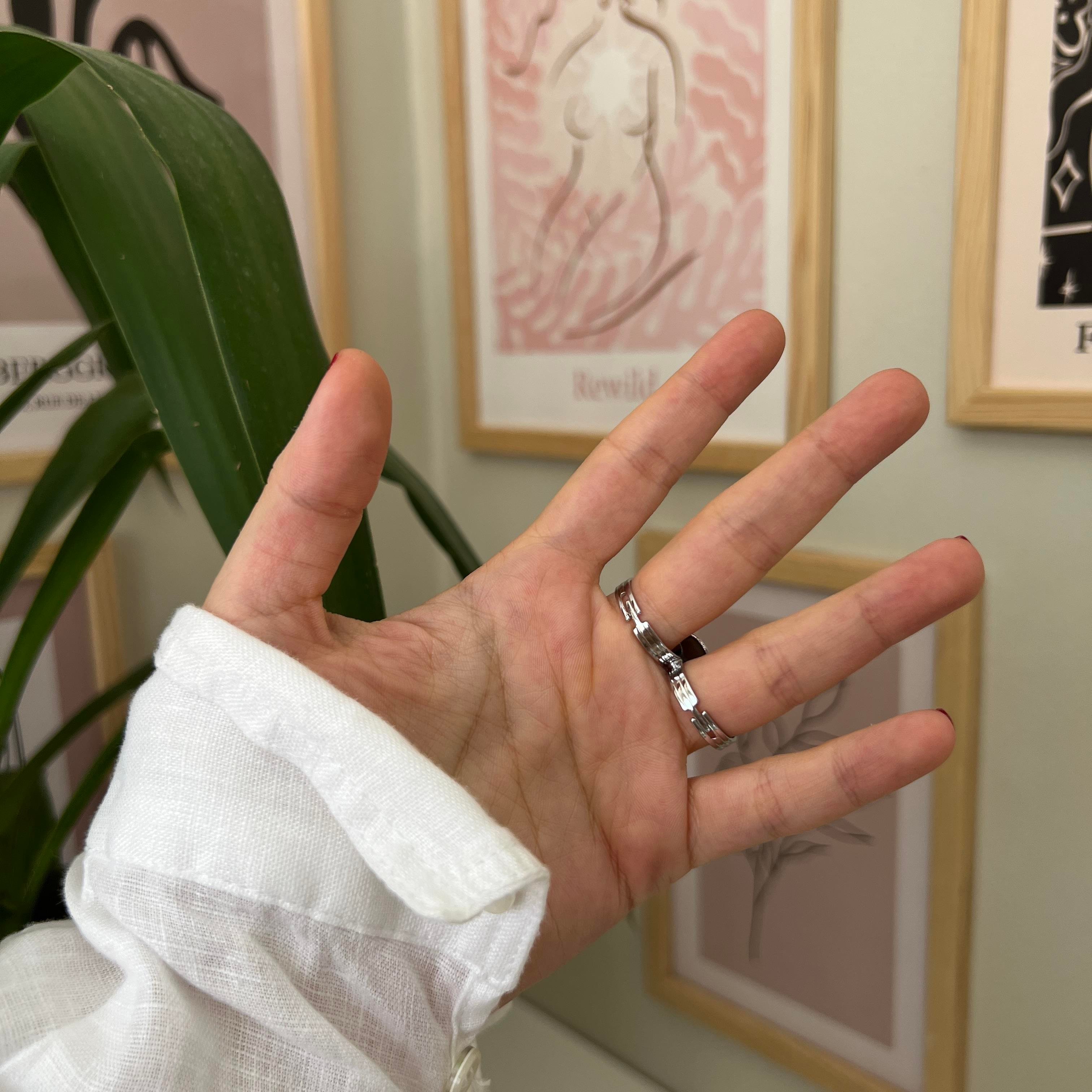 Silver Çift Fiyonk Yüzük