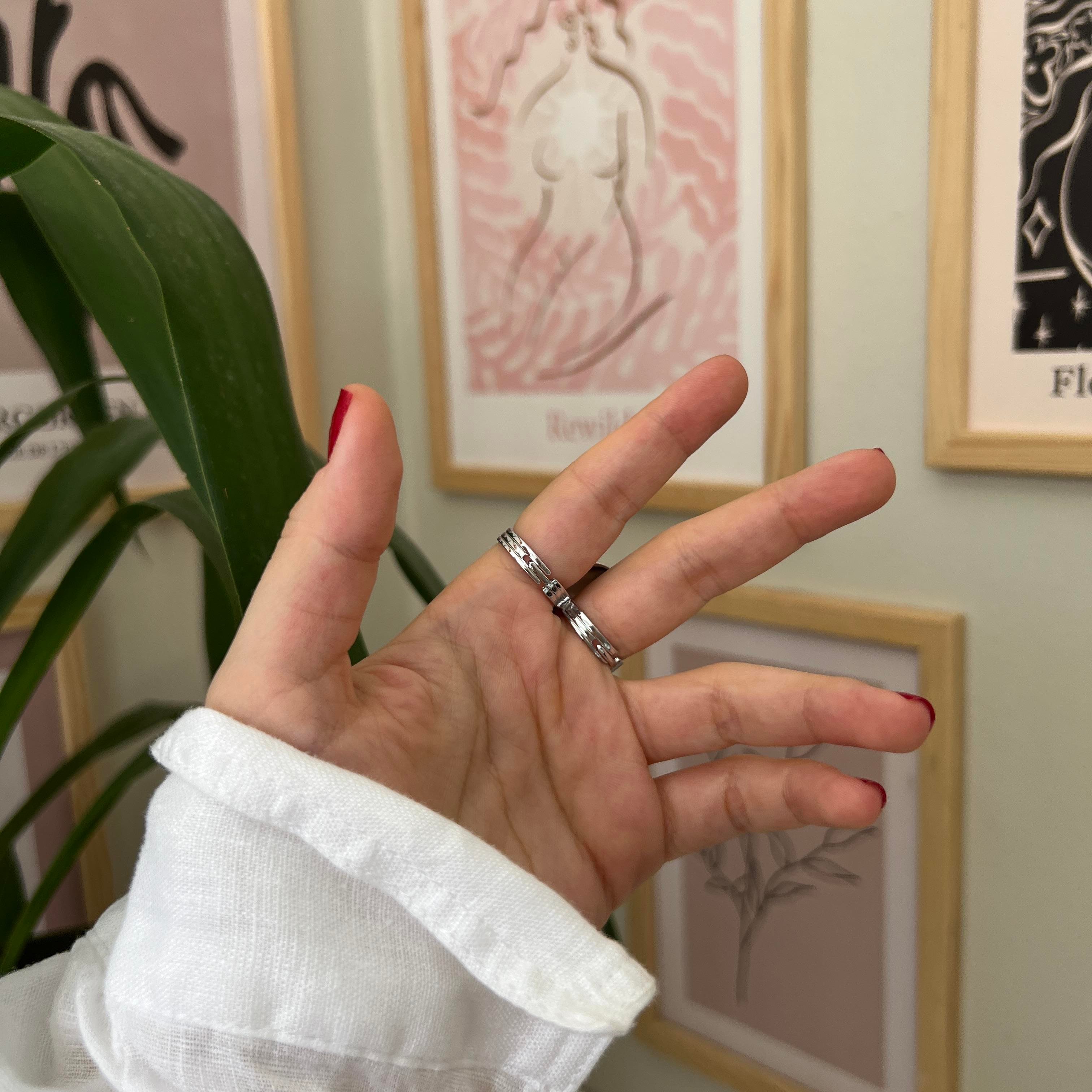 Silver Çift Kalp Yüzük