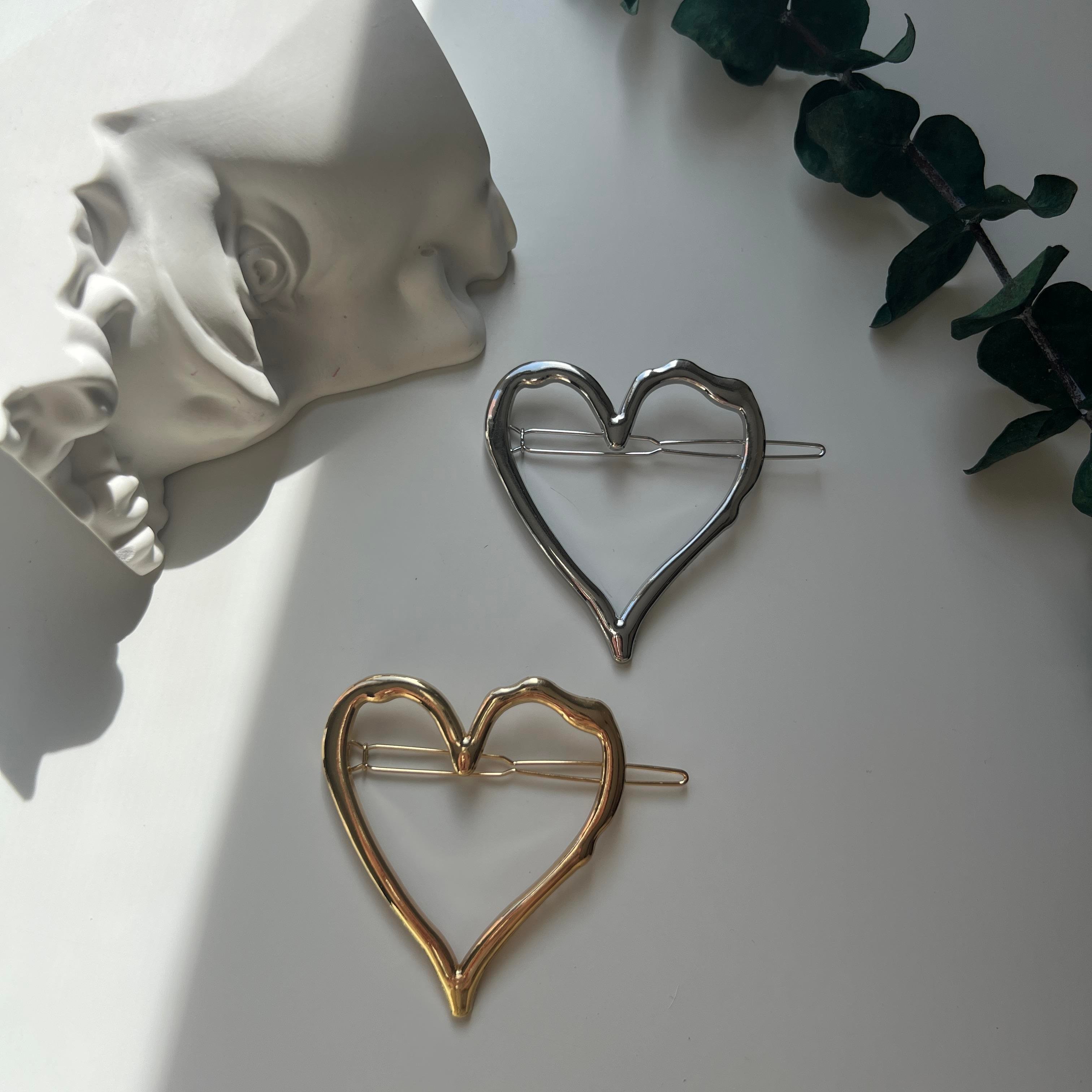 Silver Dalgalı Kalp Toka